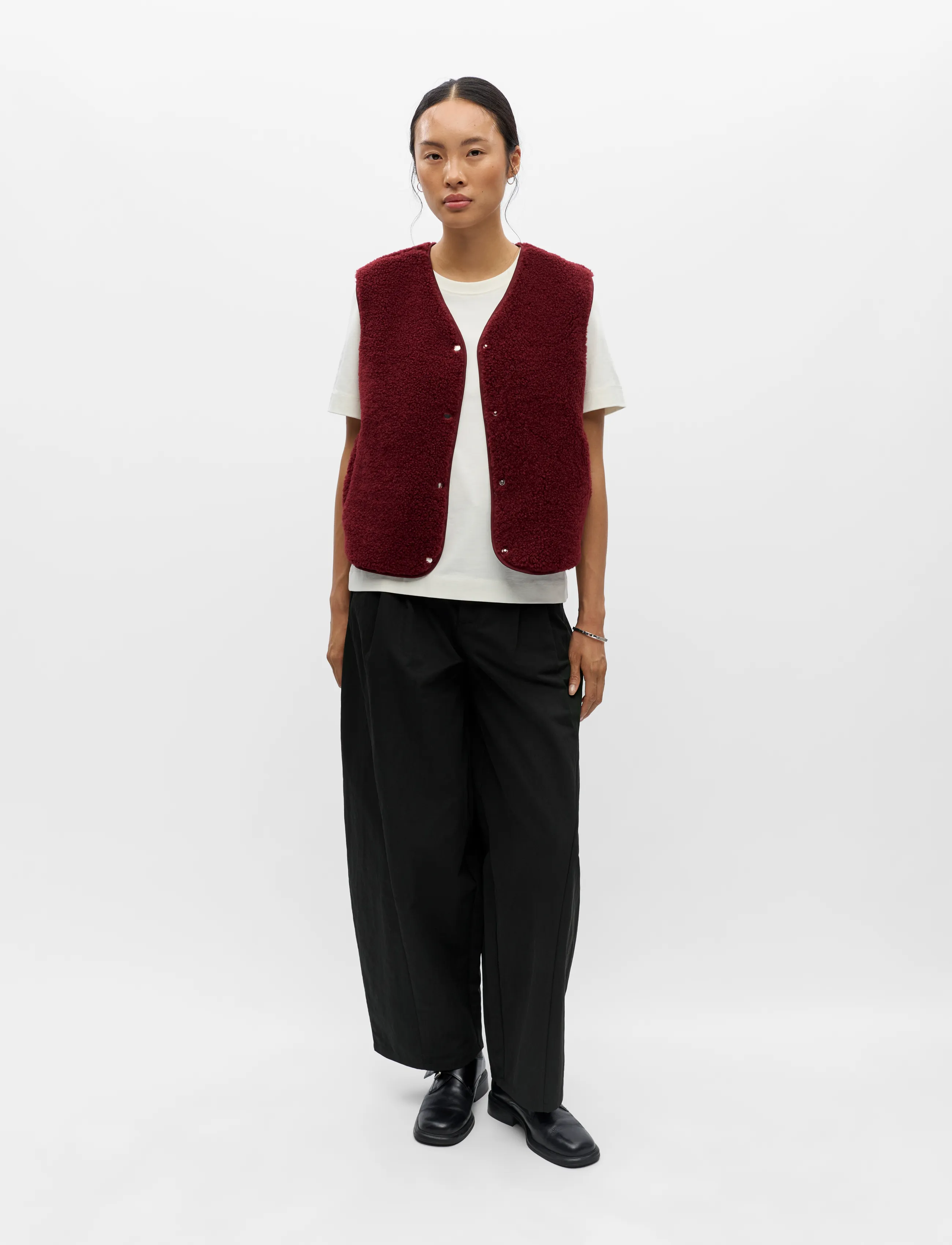 Object Objella Waistcoat Noos, 42, Burgundy, Veste > Fleece & Teddy Veste, Dame