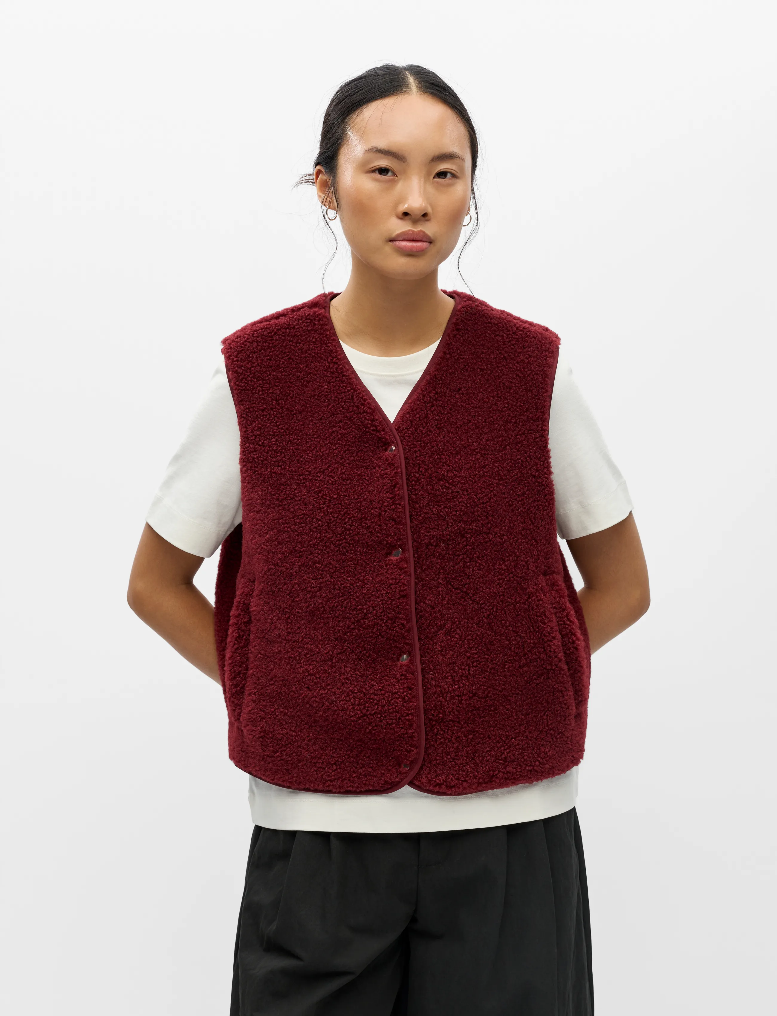 Object - OBJELLA WAISTCOAT NOOS - fleece & teddy vests - cabernet - 3
