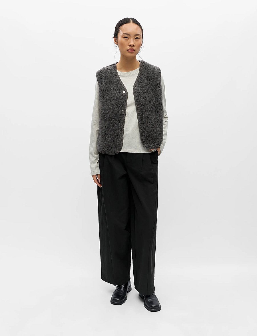 Object - OBJELLA WAISTCOAT NOOS - teddy-vestid - dark grey - 0