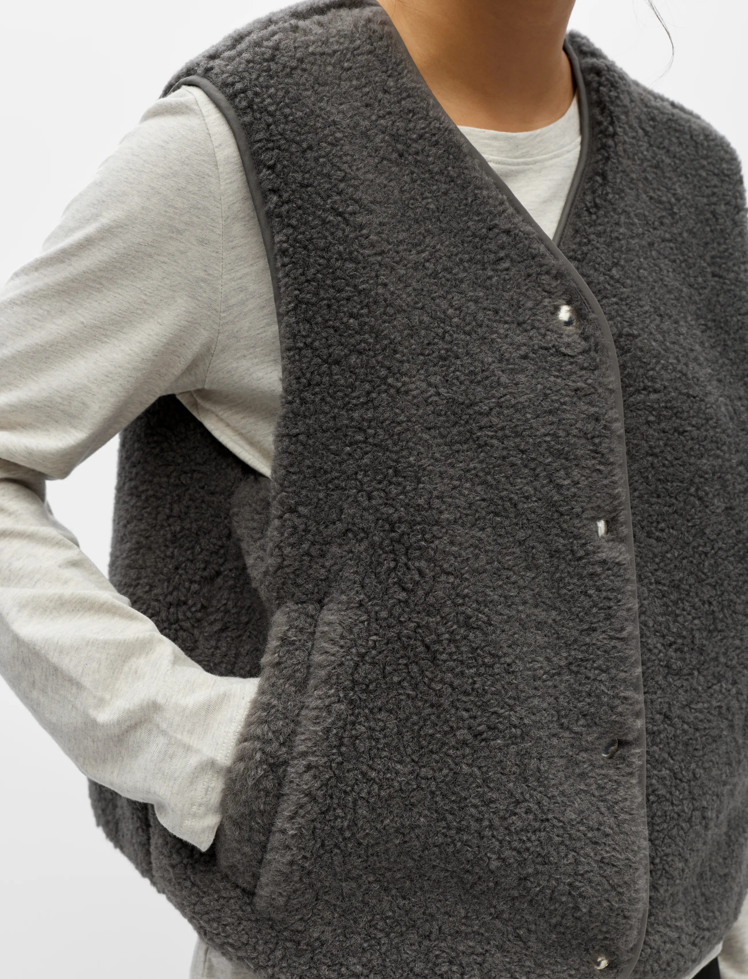 Object - OBJELLA WAISTCOAT NOOS - fleece & teddy vests - dark grey - 4