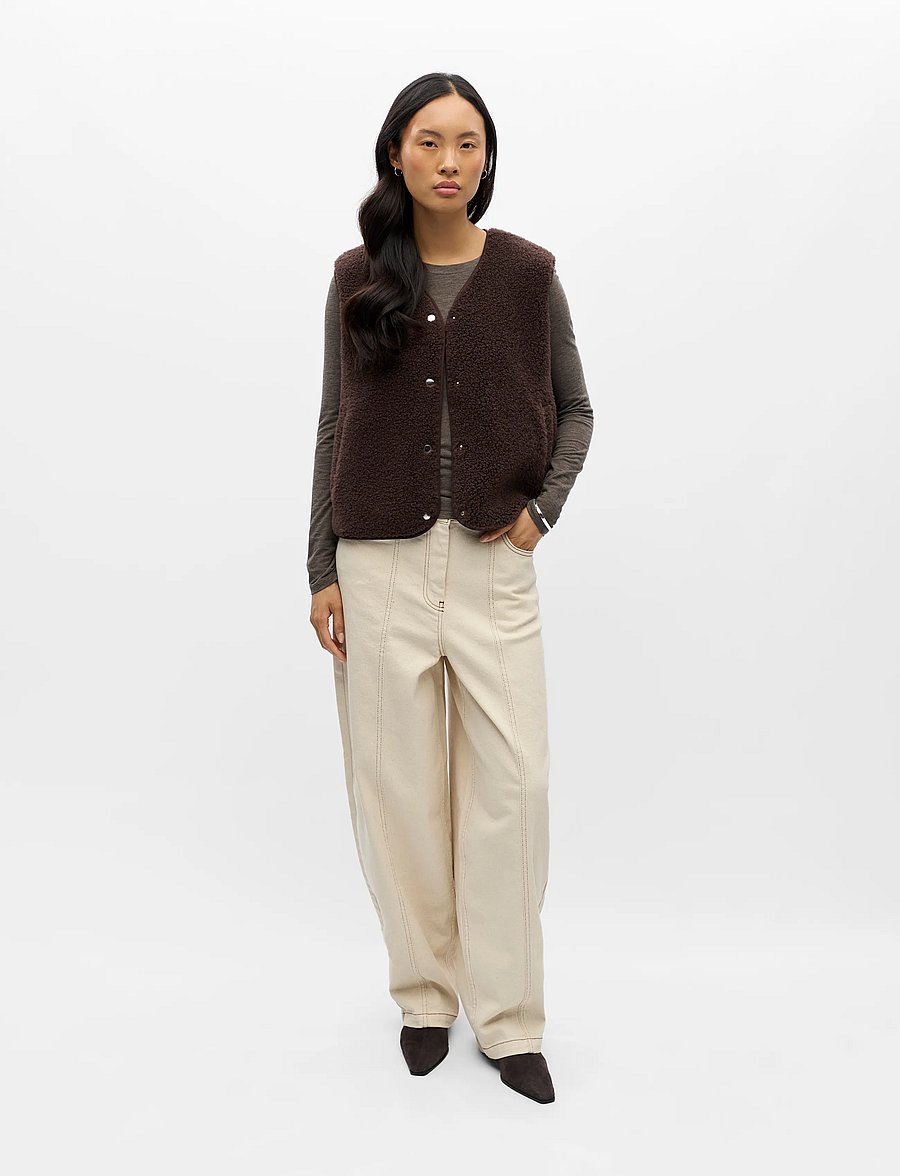 Object - OBJELLA WAISTCOAT NOOS - seal brown - 0
