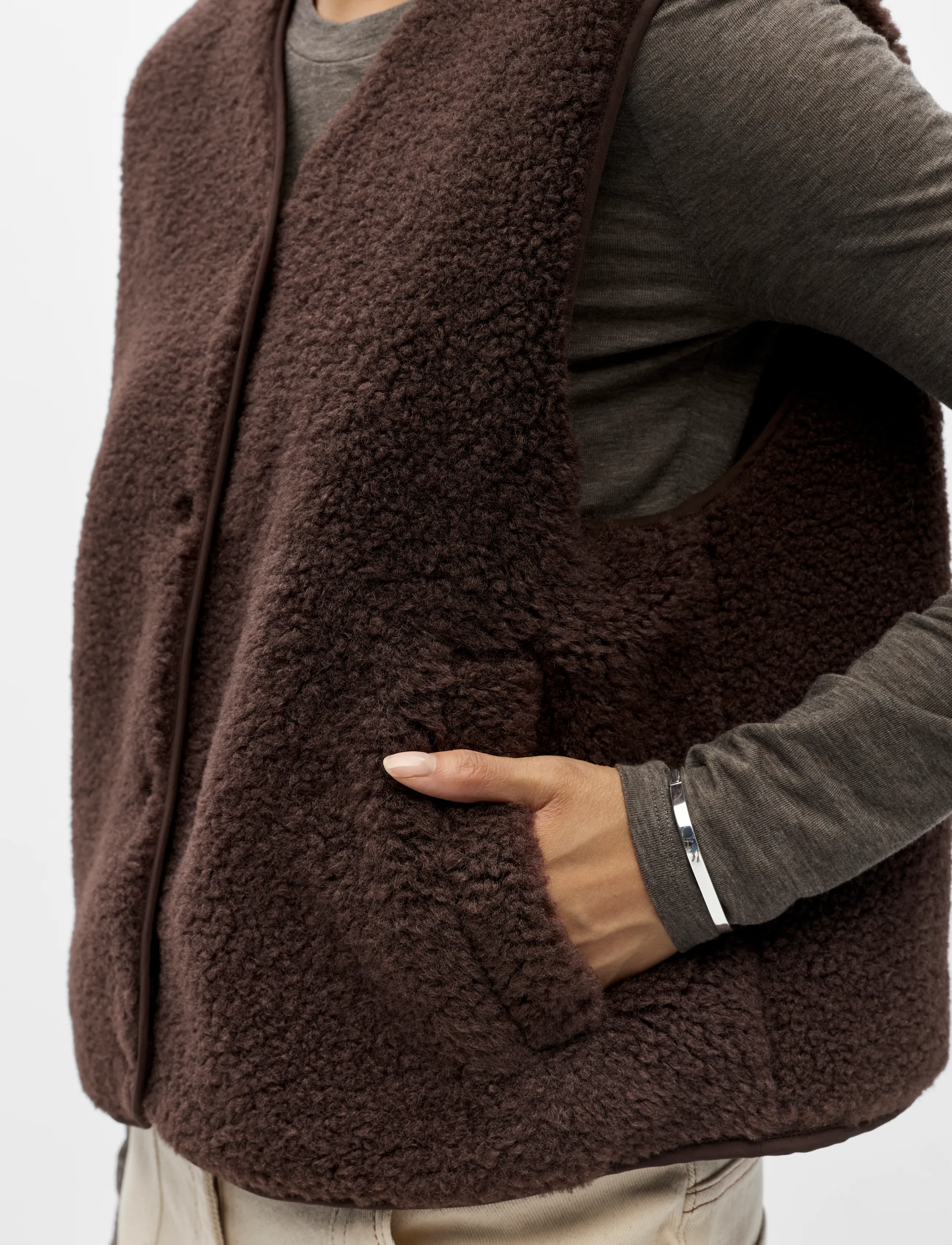 Object - OBJELLA WAISTCOAT NOOS - seal brown - 3