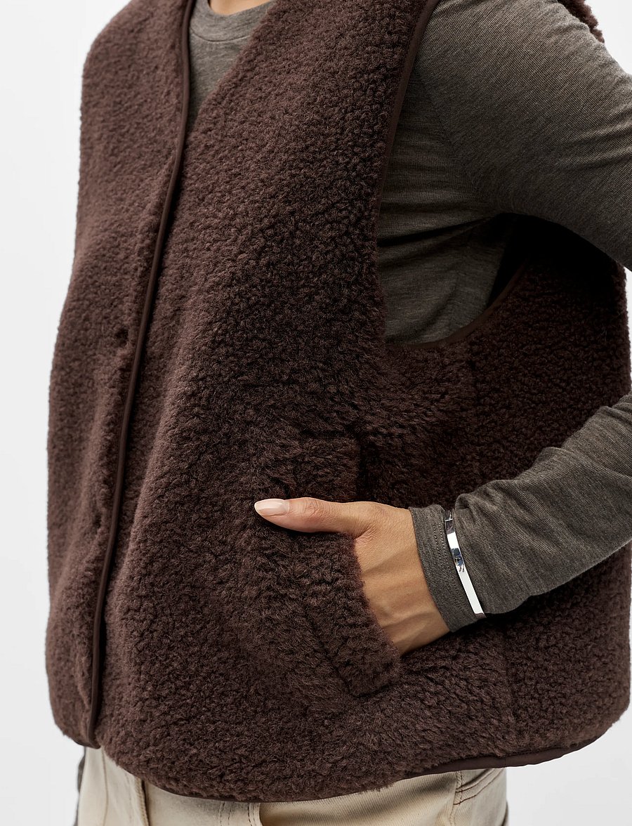 Object - OBJELLA WAISTCOAT NOOS - seal brown - 3