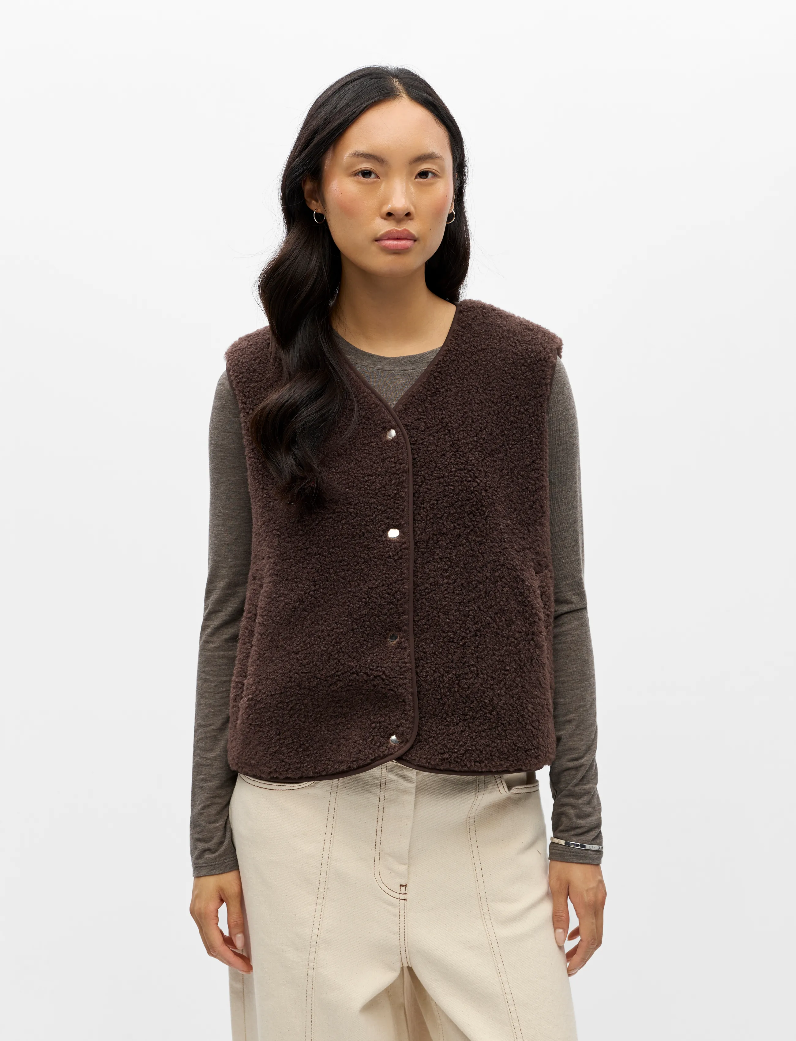 Object - OBJELLA WAISTCOAT NOOS - seal brown - 4