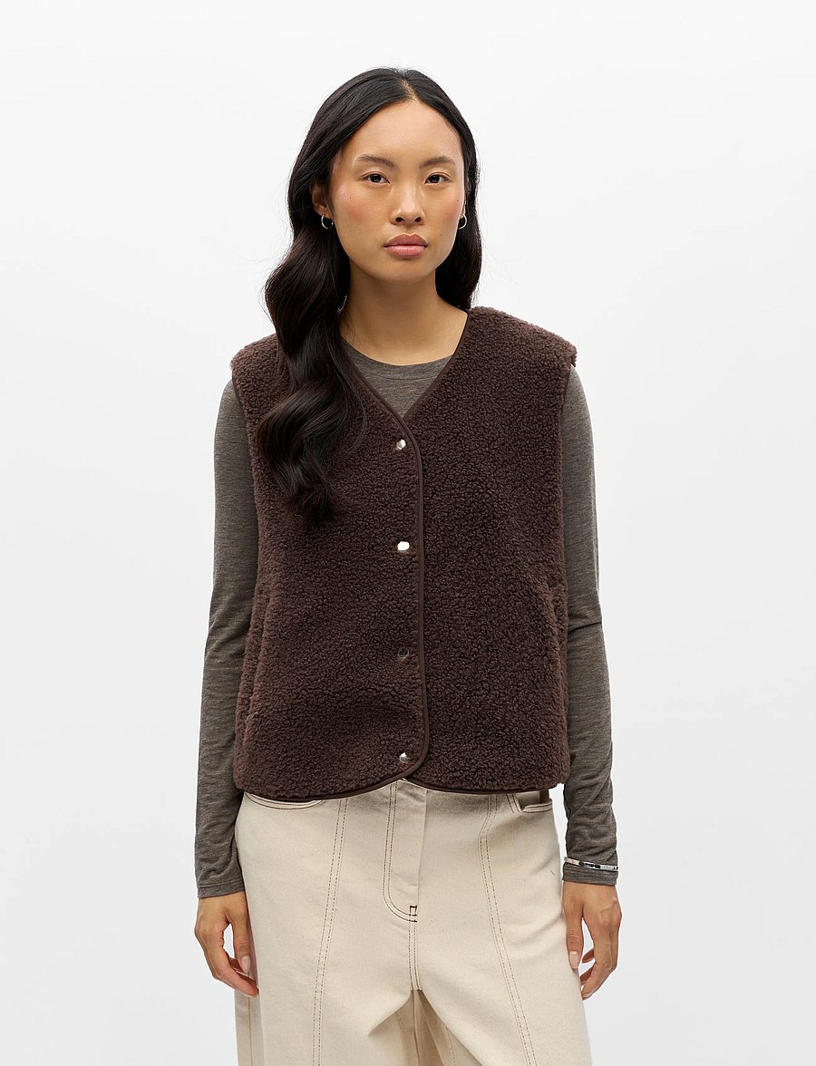 Object - OBJELLA WAISTCOAT NOOS - seal brown - 4