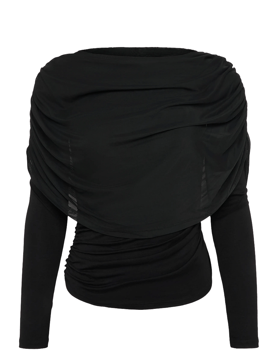 Object - OBJDINA L/S BOATNECK CAPE TOP E TNE 26 - black - 0