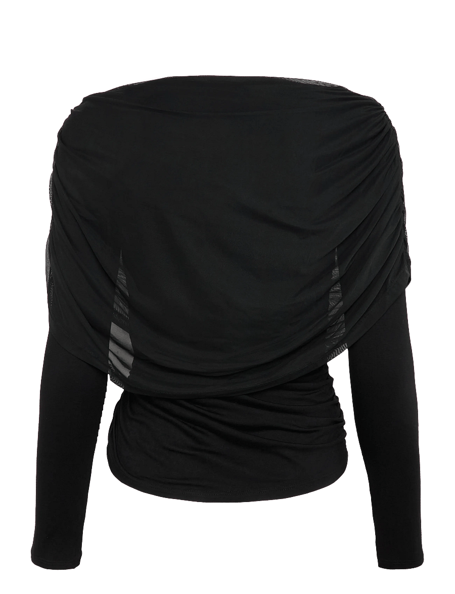 Object - OBJDINA L/S BOATNECK CAPE TOP E TNE 26 - black - 1