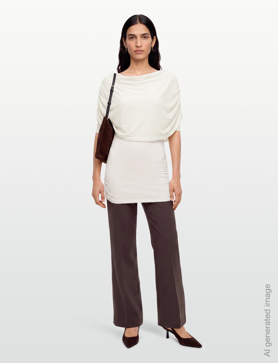 Object - OBJDINA 2/4 BOATNECK CAPE TOP E TNE 26 - kurzärmelige blusen - cloud dancer - 0