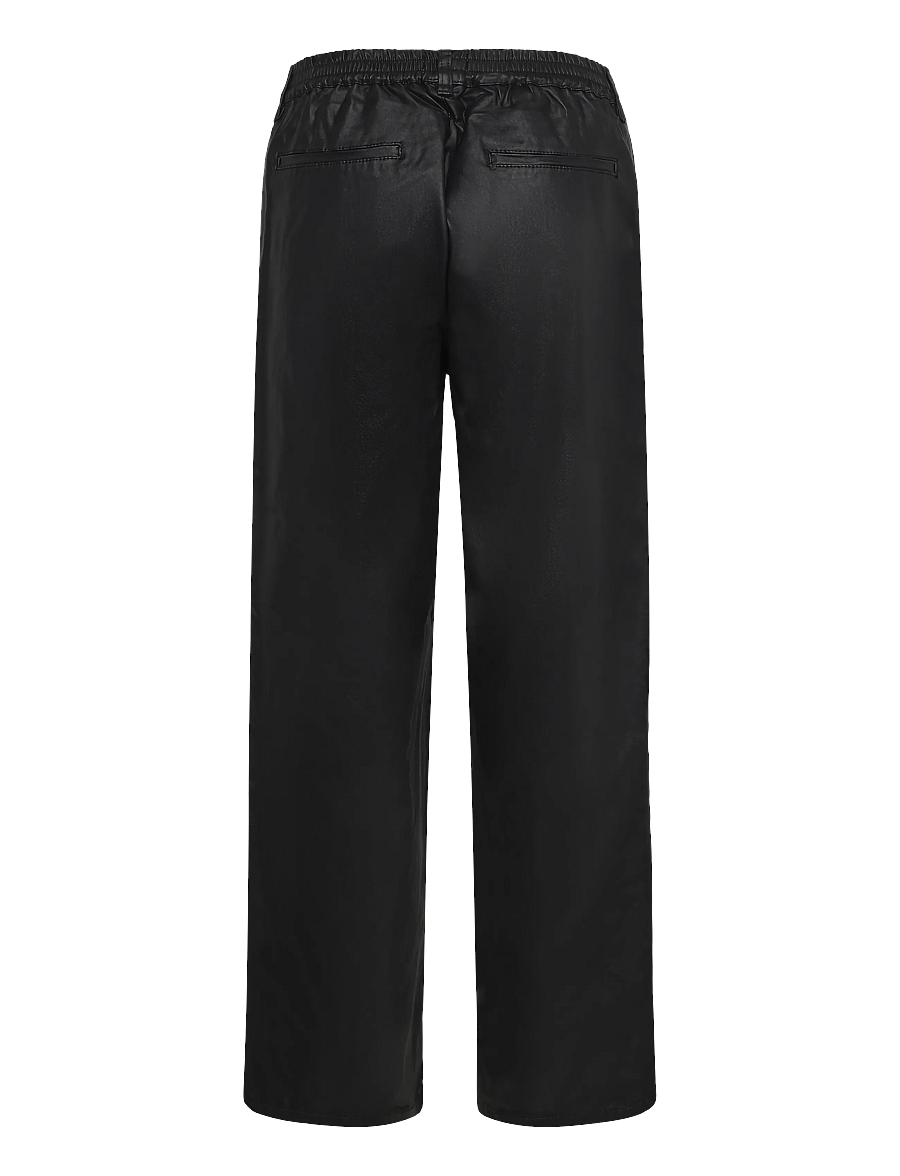 Object - OBJLISA BELLE WIDE COATED PANTS NOOS - vida byxor - black - 1