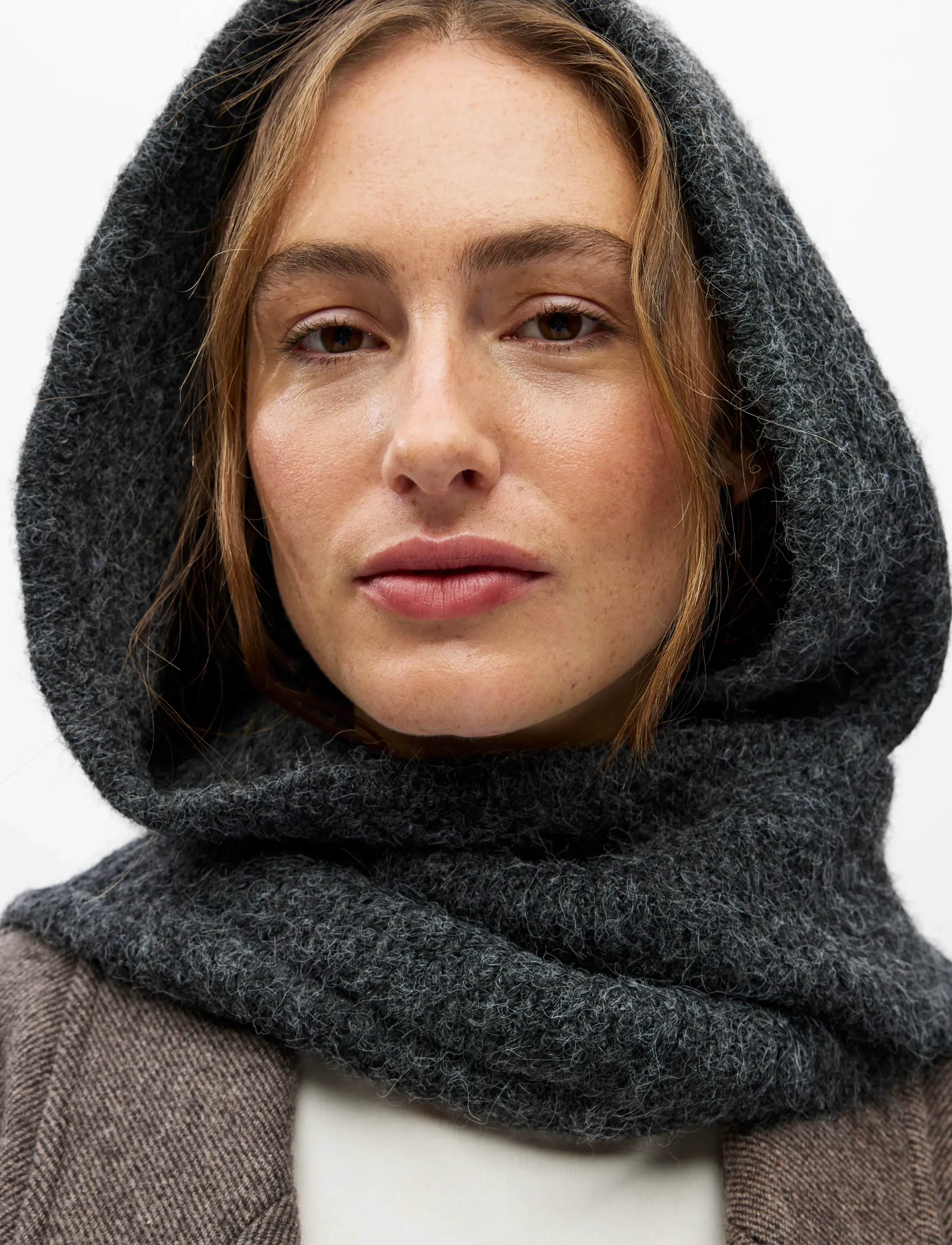 Object - OBJMILU WRAP KNIT BALACLAVA DIV - sturmhauben - dark grey melange - 0