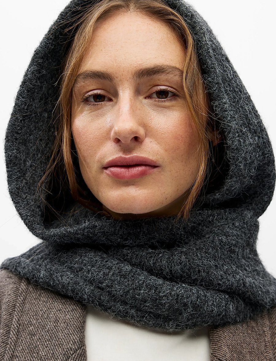 Object - OBJMILU WRAP KNIT BALACLAVA DIV - sturmhauben - dark grey melange - 0