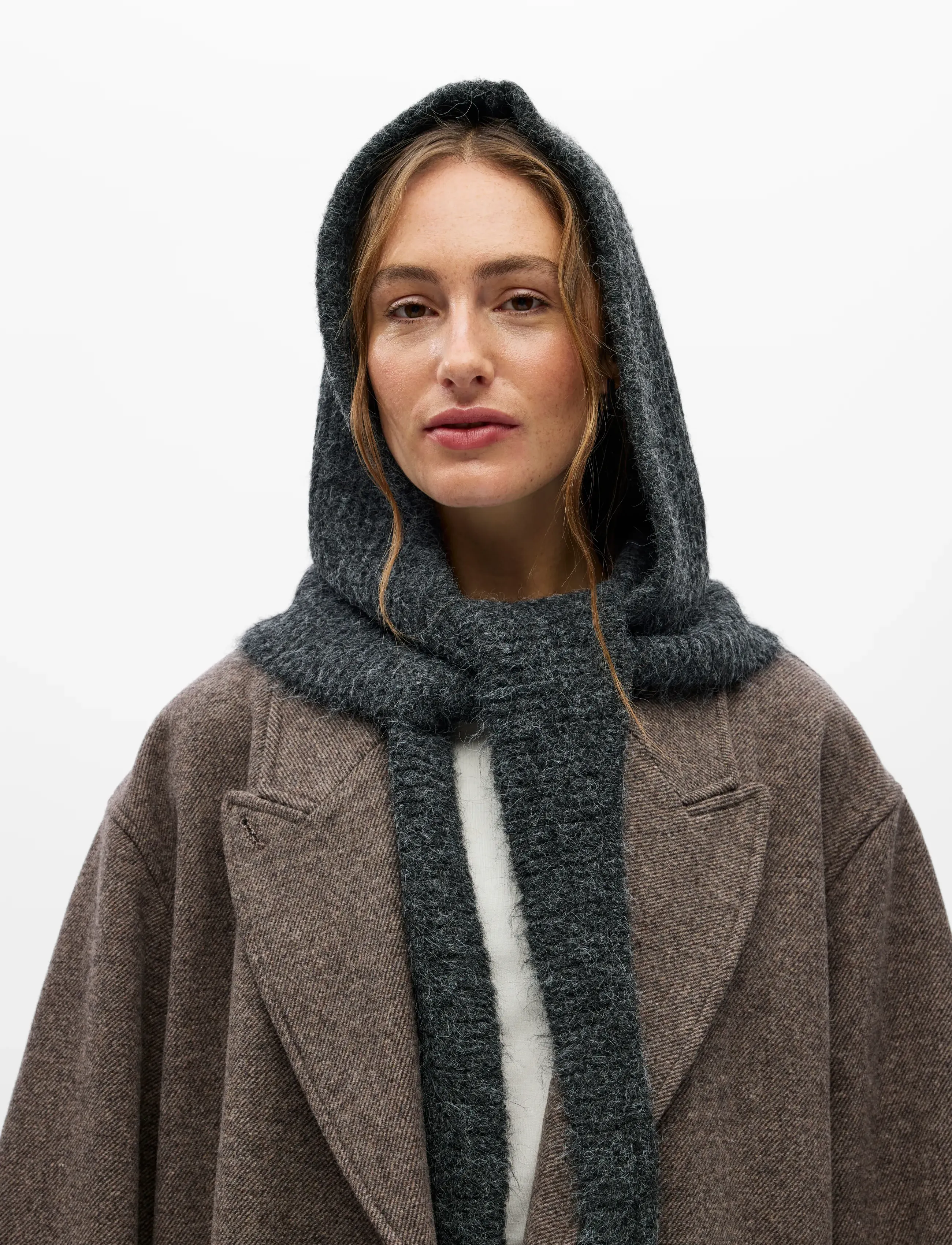 Object - OBJMILU WRAP KNIT BALACLAVA DIV - sturmhauben - dark grey melange - 3