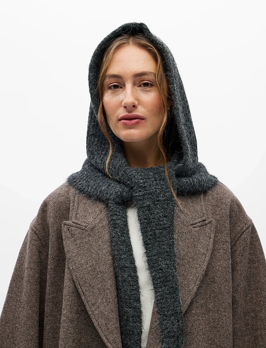 Object - OBJMILU WRAP KNIT BALACLAVA DIV - sturmhauben - dark grey melange - 3