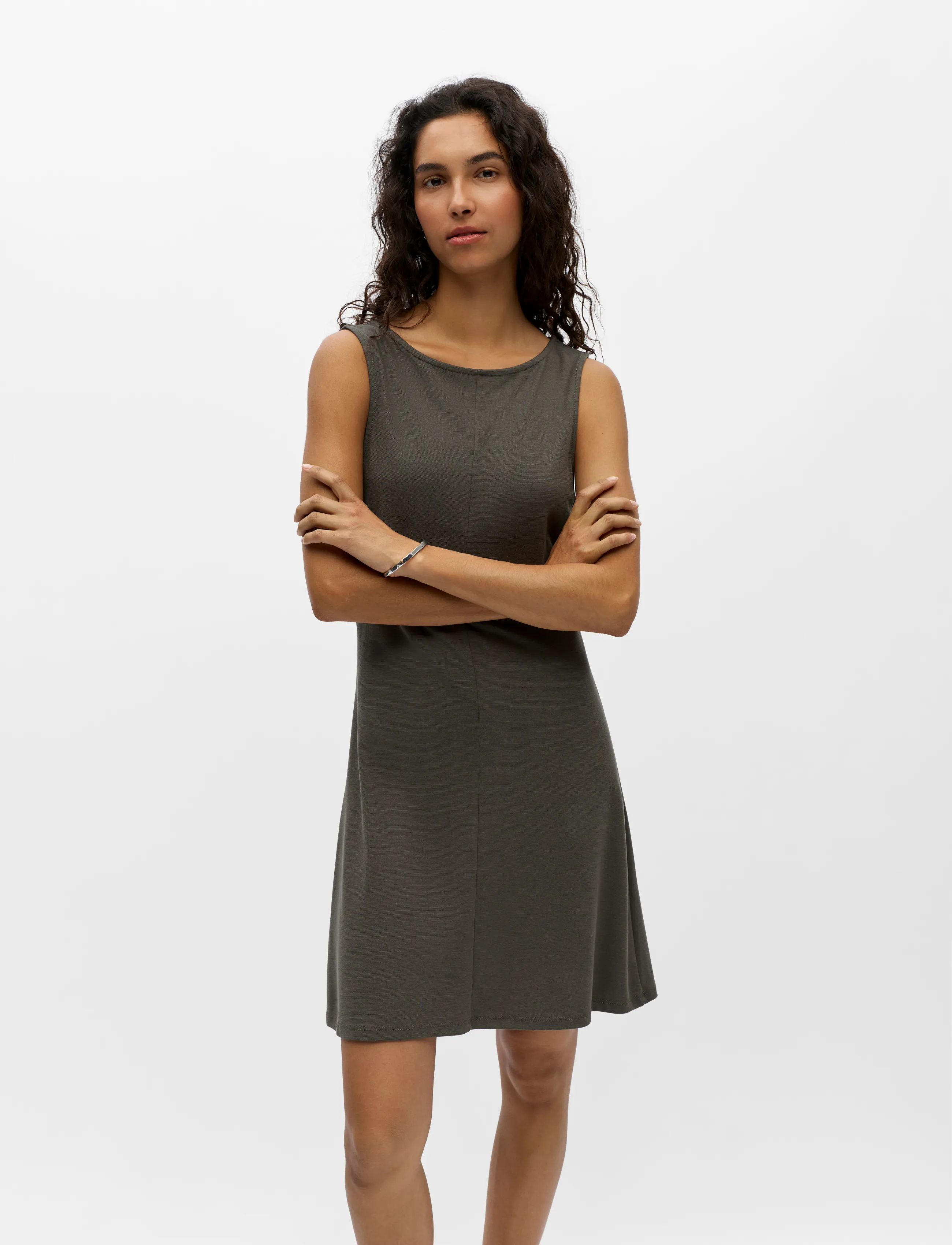 Object Objkelly S/L Short Dress E Tne 26, M, Dresses, Khakigrün - Dress, Frauen