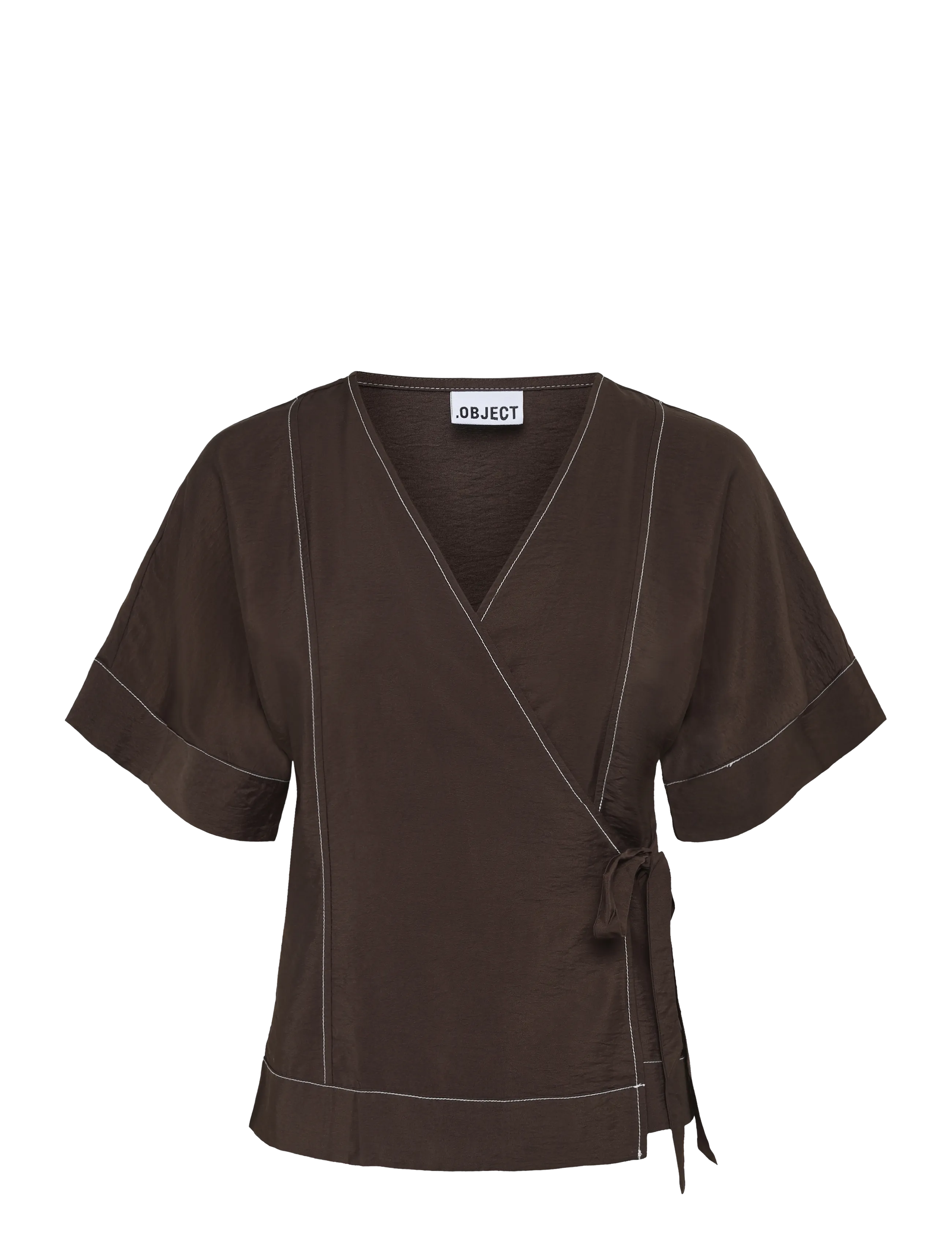 Object OBJJACIRA S/S RE WRAP TOP E TNE - Bluser - SEAL BROWN / brown