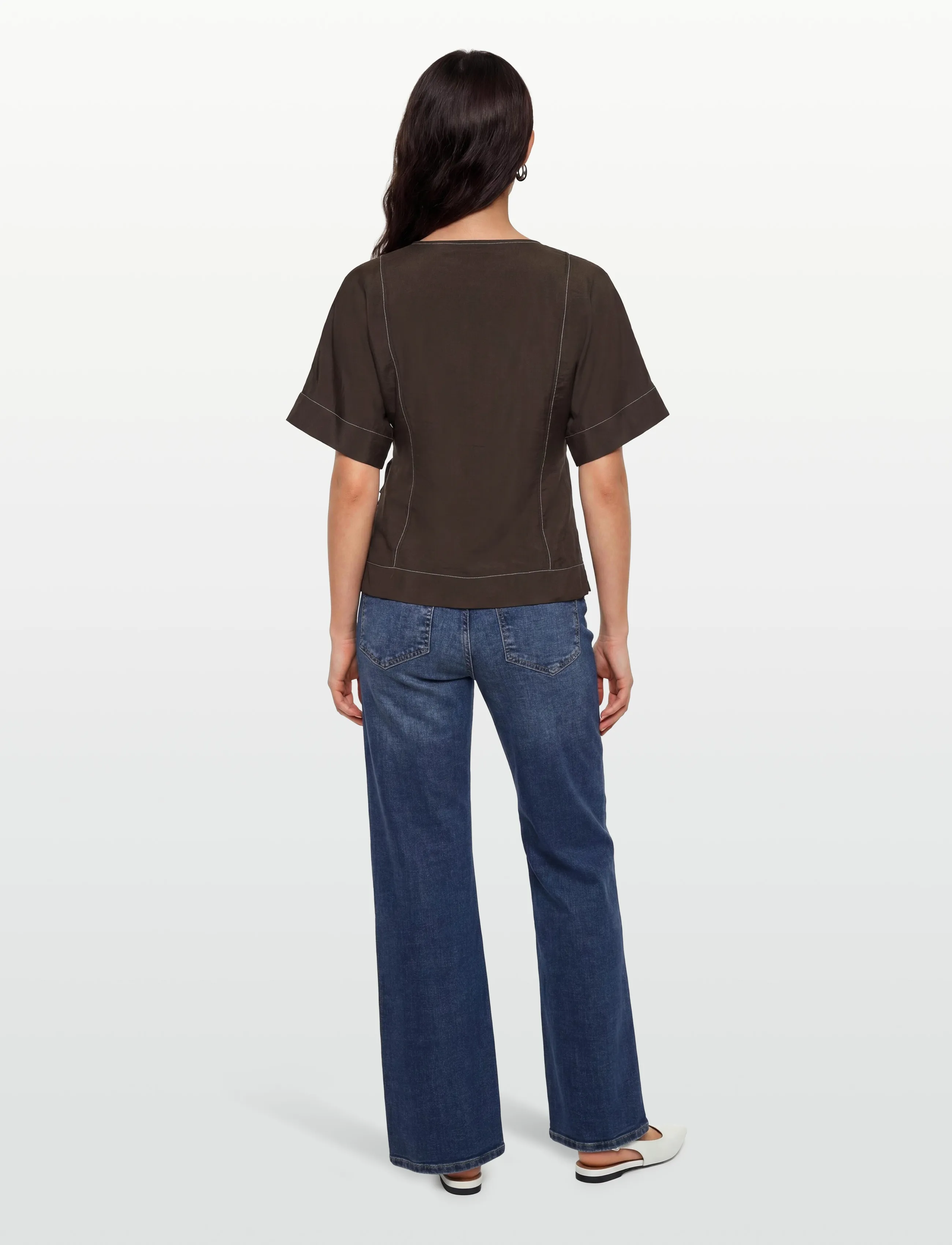 Object - OBJJACIRA S/S RE WRAP TOP E TNE - kurzärmelige blusen - seal brown - 4