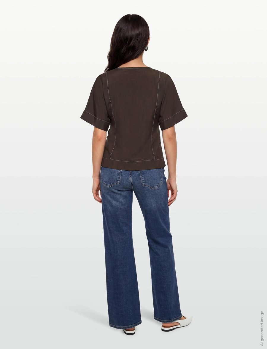 Object - OBJJACIRA S/S RE WRAP TOP E TNE - kurzärmelige blusen - seal brown - 4