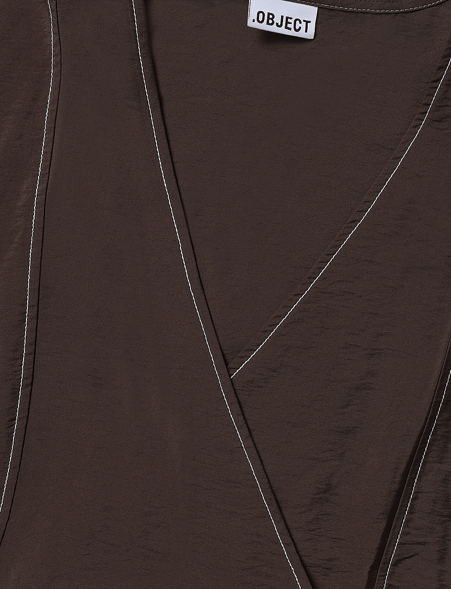Object - OBJJACIRA S/S RE WRAP TOP E TNE - kurzärmelige blusen - seal brown - 5