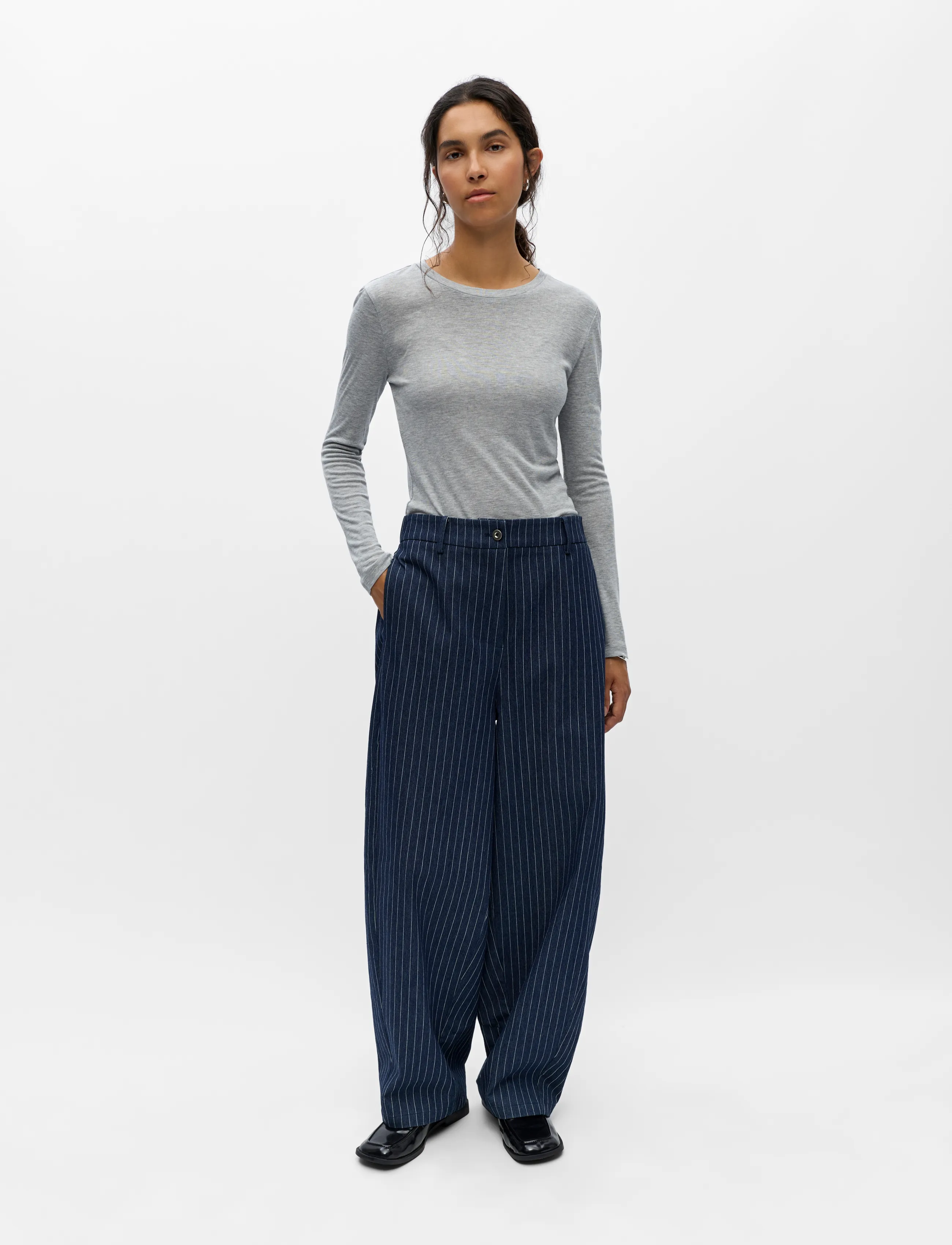 Object OBJASRA MW BARREL PANTS E TNE - Transitional Layering - DARK BLUE DENIM / navy