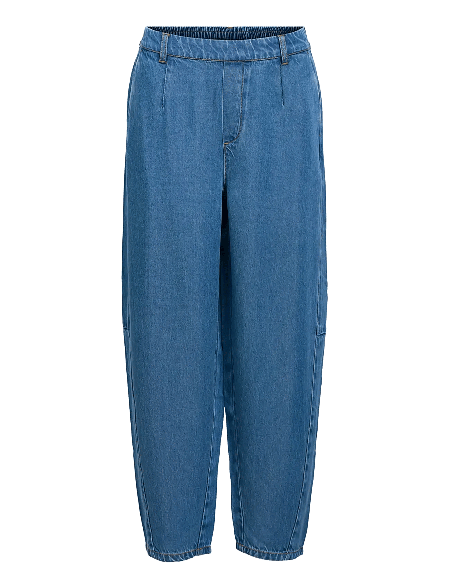 Object - OBJFRAME HW ANKEL BARREL PANT E DIV - hosen mit geradem bein - medium blue denim - 0