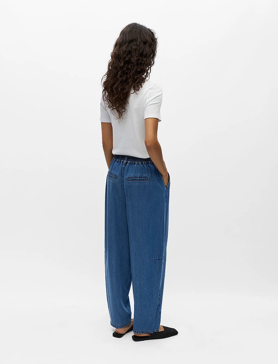 Object - OBJFRAME MW ANKEL BARREL PANT NOOS - hosen mit geradem bein - medium blue denim - 2