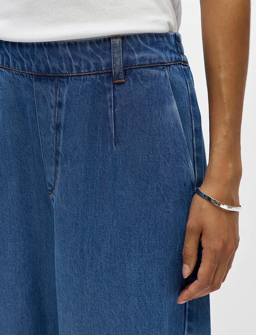 Object - OBJFRAME MW ANKEL BARREL PANT NOOS - hosen mit geradem bein - medium blue denim - 3