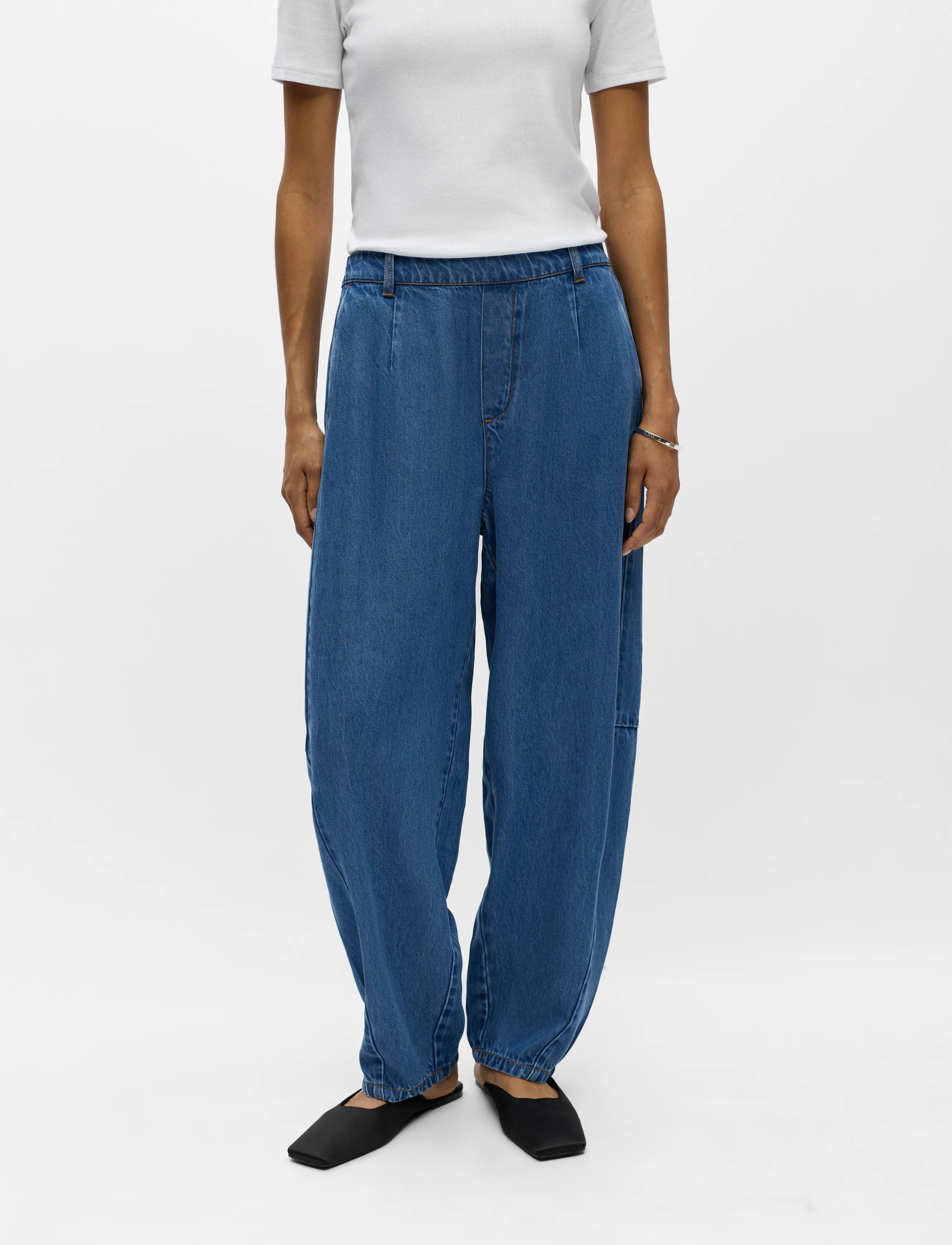 Object - OBJFRAME MW ANKEL BARREL PANT NOOS - barrel-bukser - medium blue denim - 4