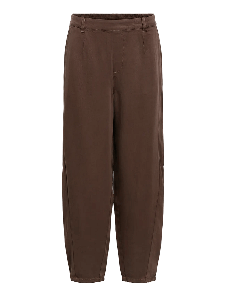 Object - OBJFRAME HW ANKEL BARREL PANT E DIV - hosen mit geradem bein - seal brown - 0