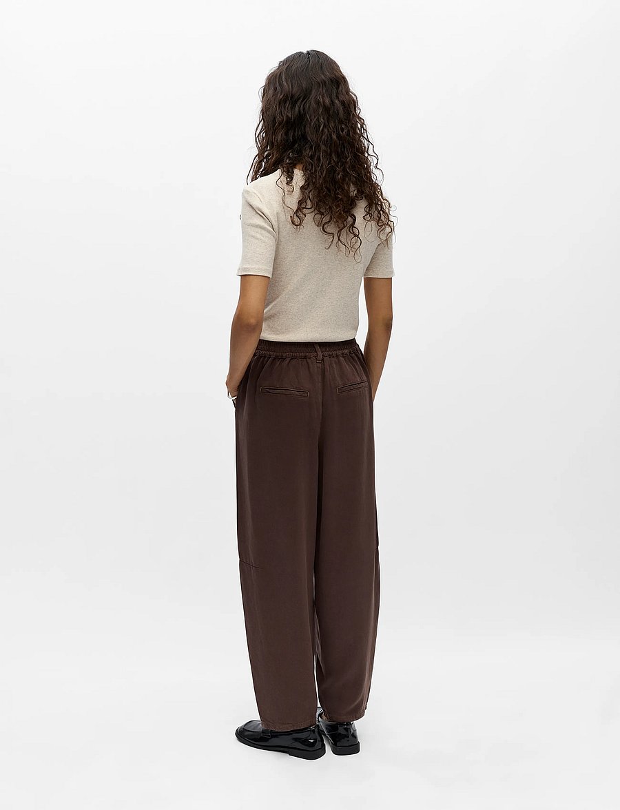 Object - OBJFRAME HW ANKEL BARREL PANT E DIV - statinės formos kelnės - seal brown - 0