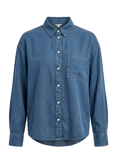 Object OBJFRAME ZILA L/S RE SHIRT E DIV - Pikkade varrukatega särgid - MEDIUM BLUE DENIM / blue