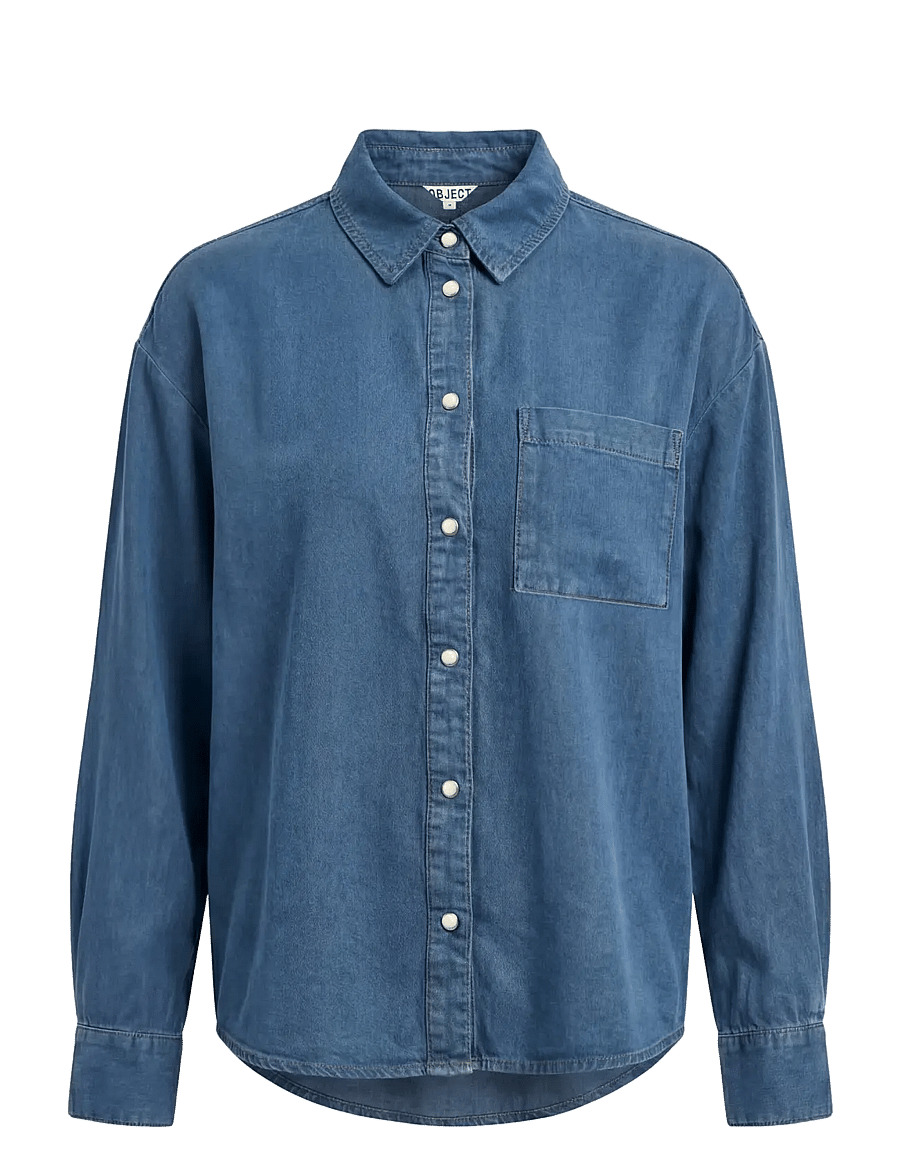 Object - OBJFRAME ZILA L/S RE SHIRT E DIV - medium blue denim - 0