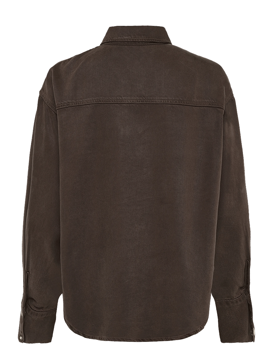 Object - OBJFRAME ZILA L/S RE SHIRT E DIV - teksasärgid - seal brown - 1