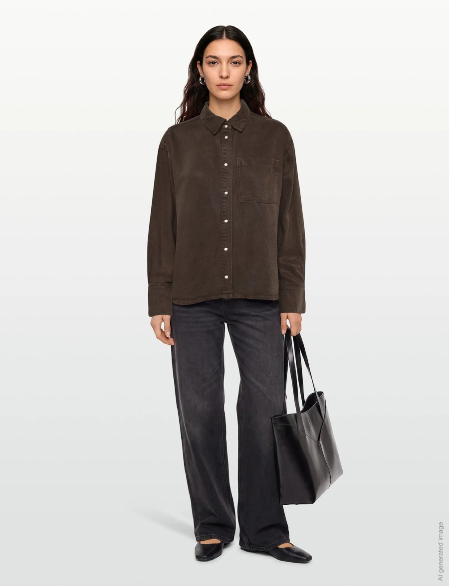Object - OBJFRAME ZILA L/S RE SHIRT E DIV - denimskjorter - seal brown - 0