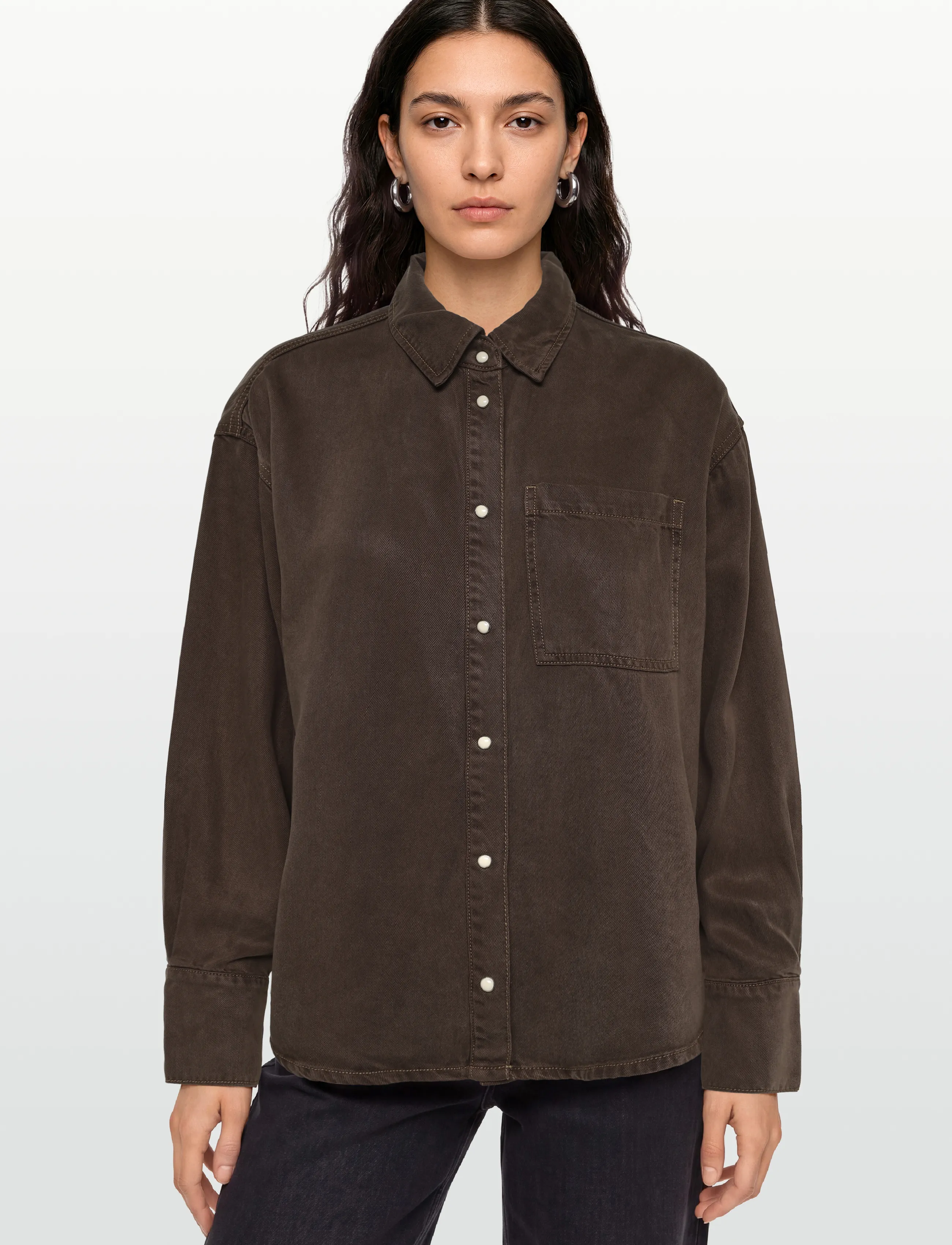 Object - OBJFRAME ZILA L/S RE SHIRT E DIV - denimskjorter - seal brown - 3