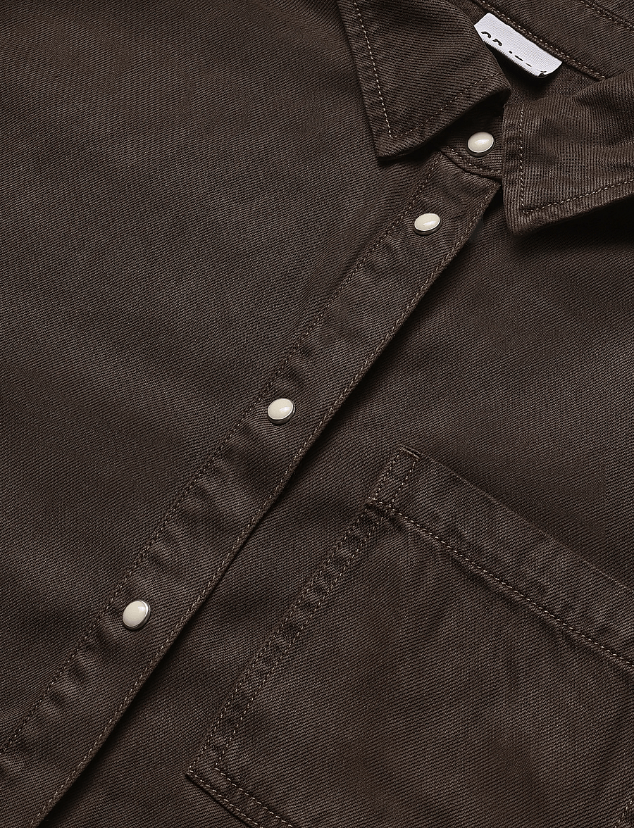 Object - OBJFRAME ZILA L/S RE SHIRT E DIV - teksasärgid - seal brown - 2