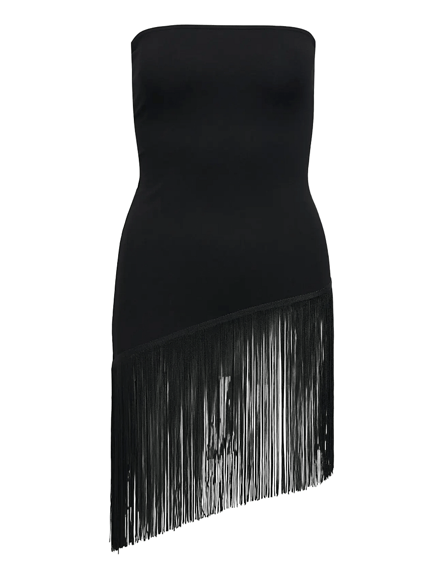 Object - OBJAMILIA BANDEAU FRINGE TOP E DIV - lühikesed topid - black - 0