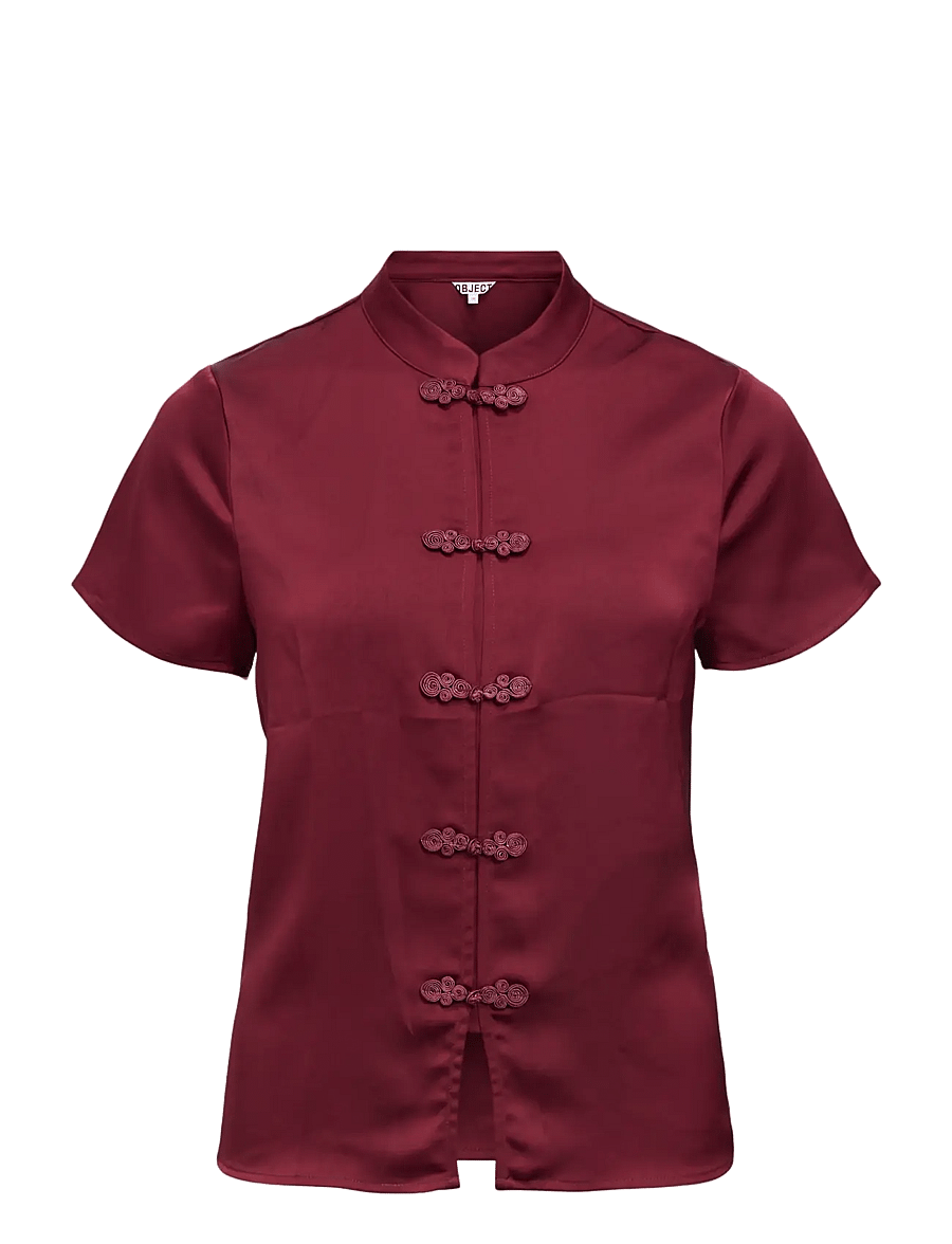 Object - OBJALMA CAP SLEEVE TOP E DIV - burgundy - 0