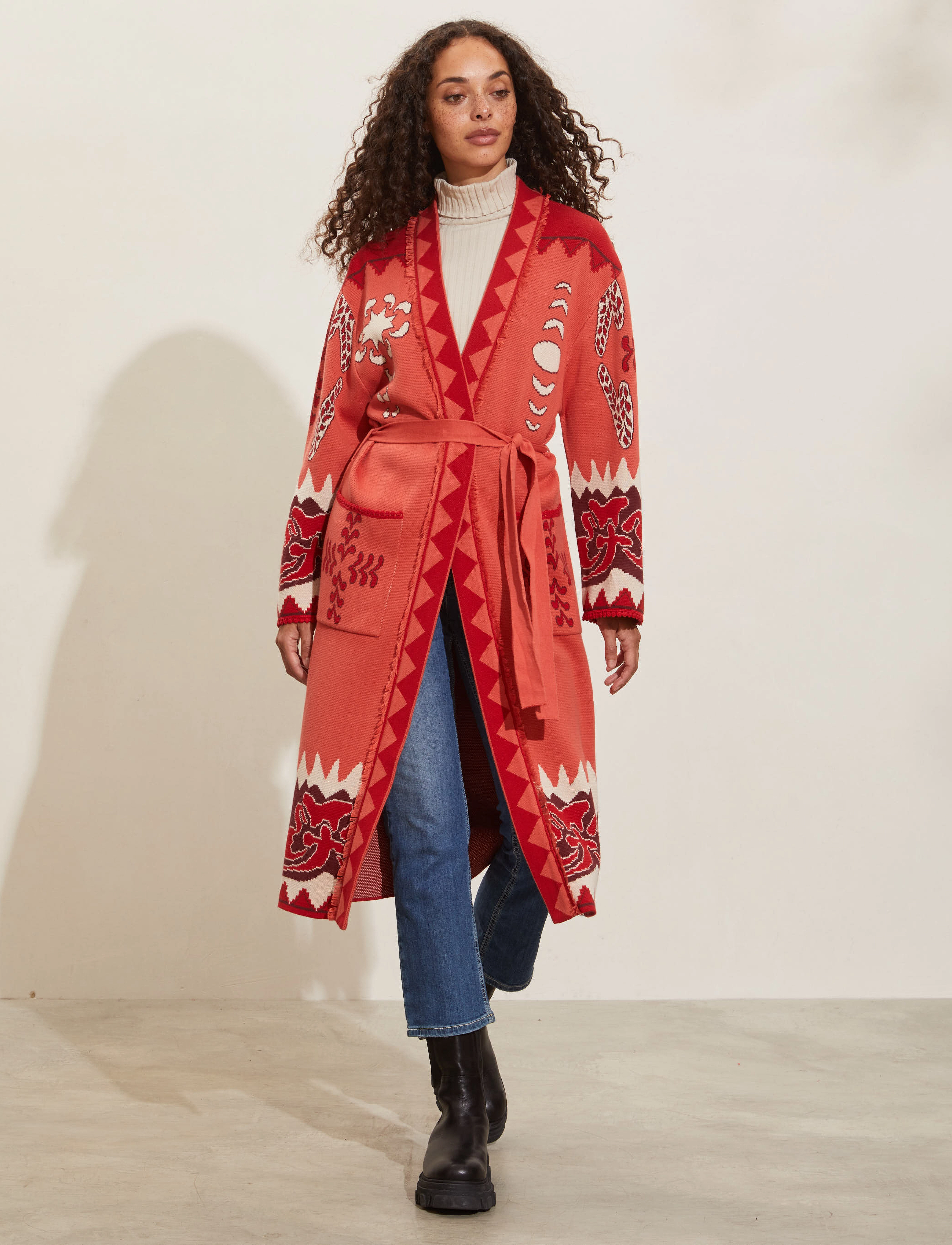 ODD MOLLY - Anya Long Cardigan - sienna red - 2