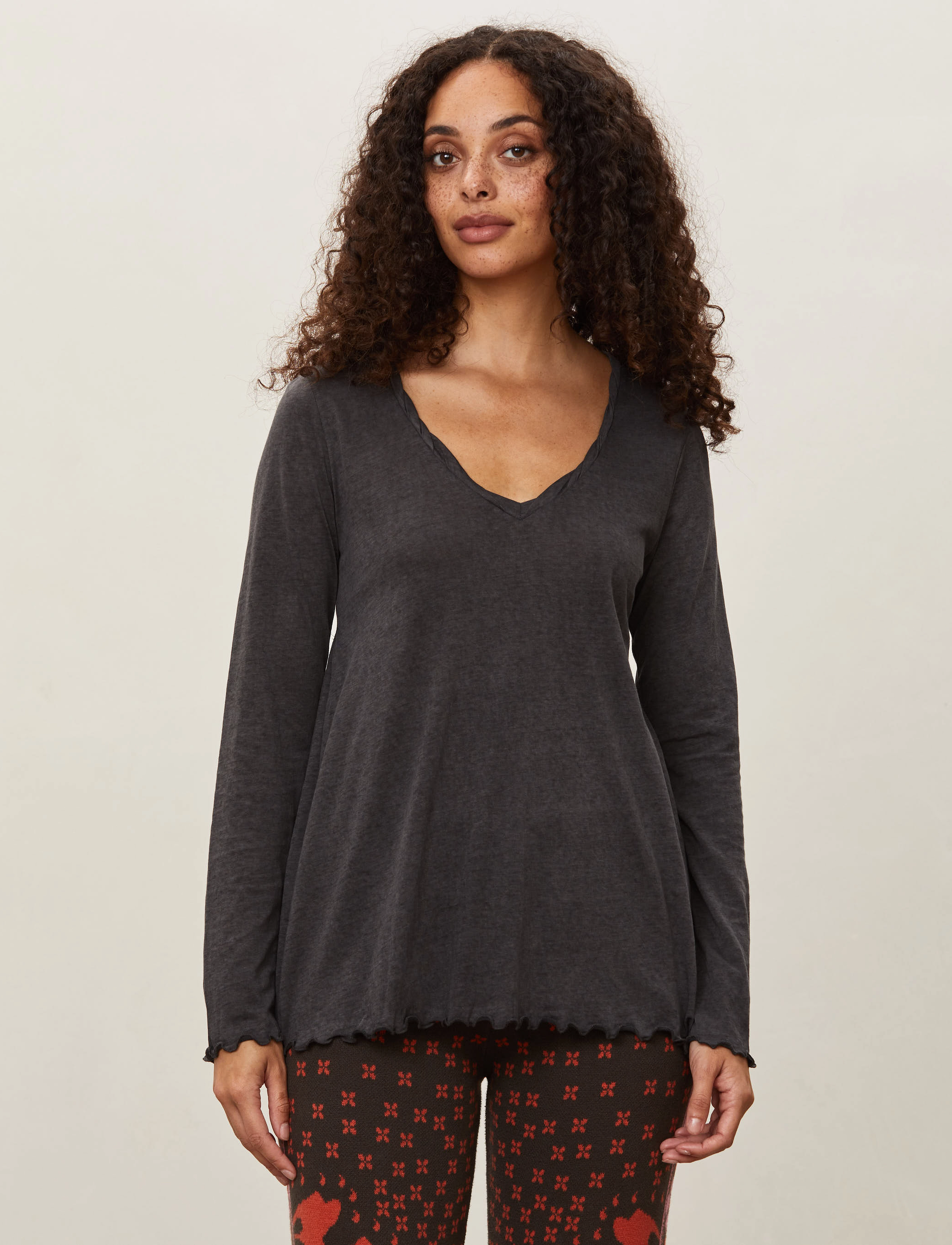 ODD MOLLY - Carole LS Top - asphalt - 2