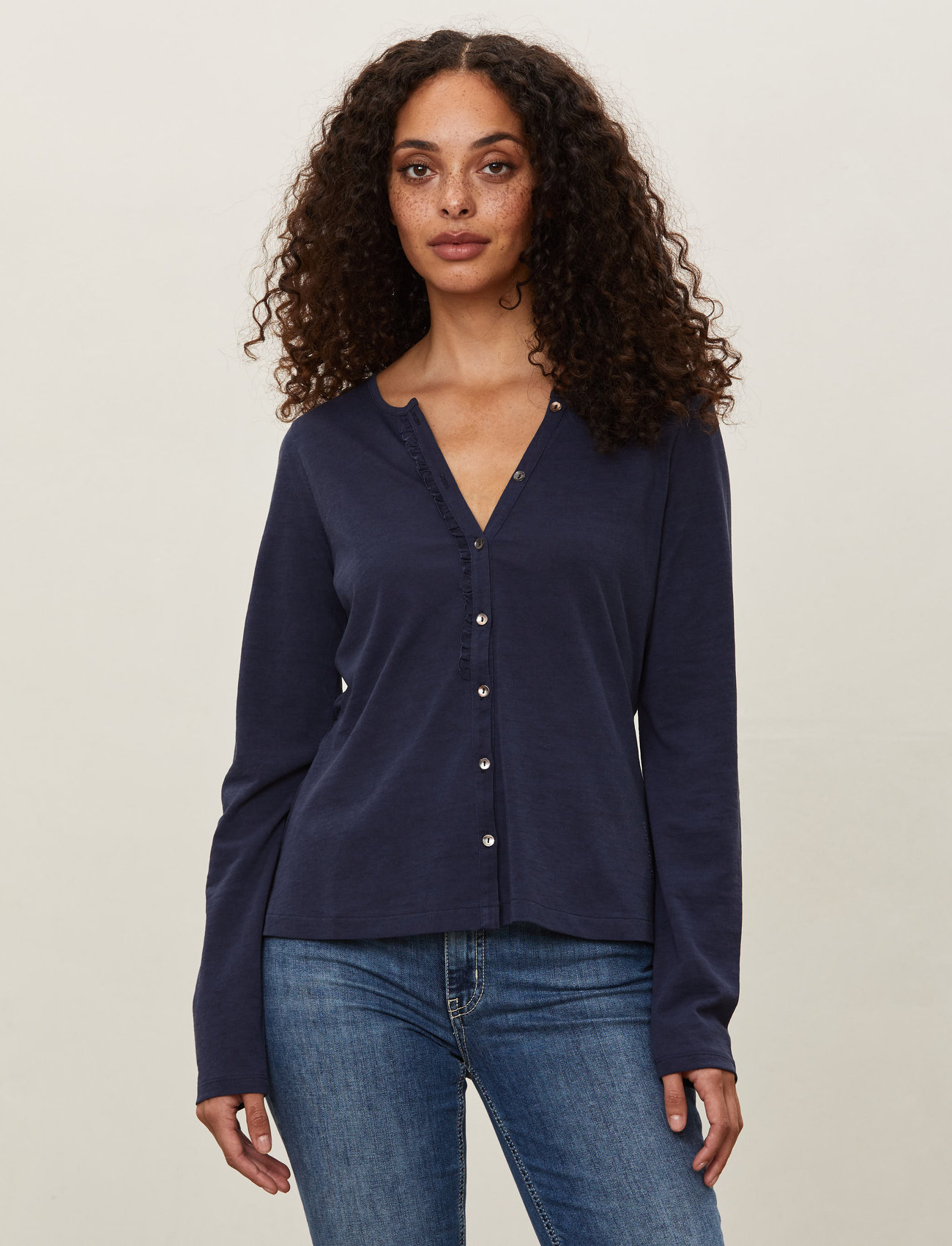 ODD MOLLY - Ragna LS Top - long sleeved blouses - dark blue - 0