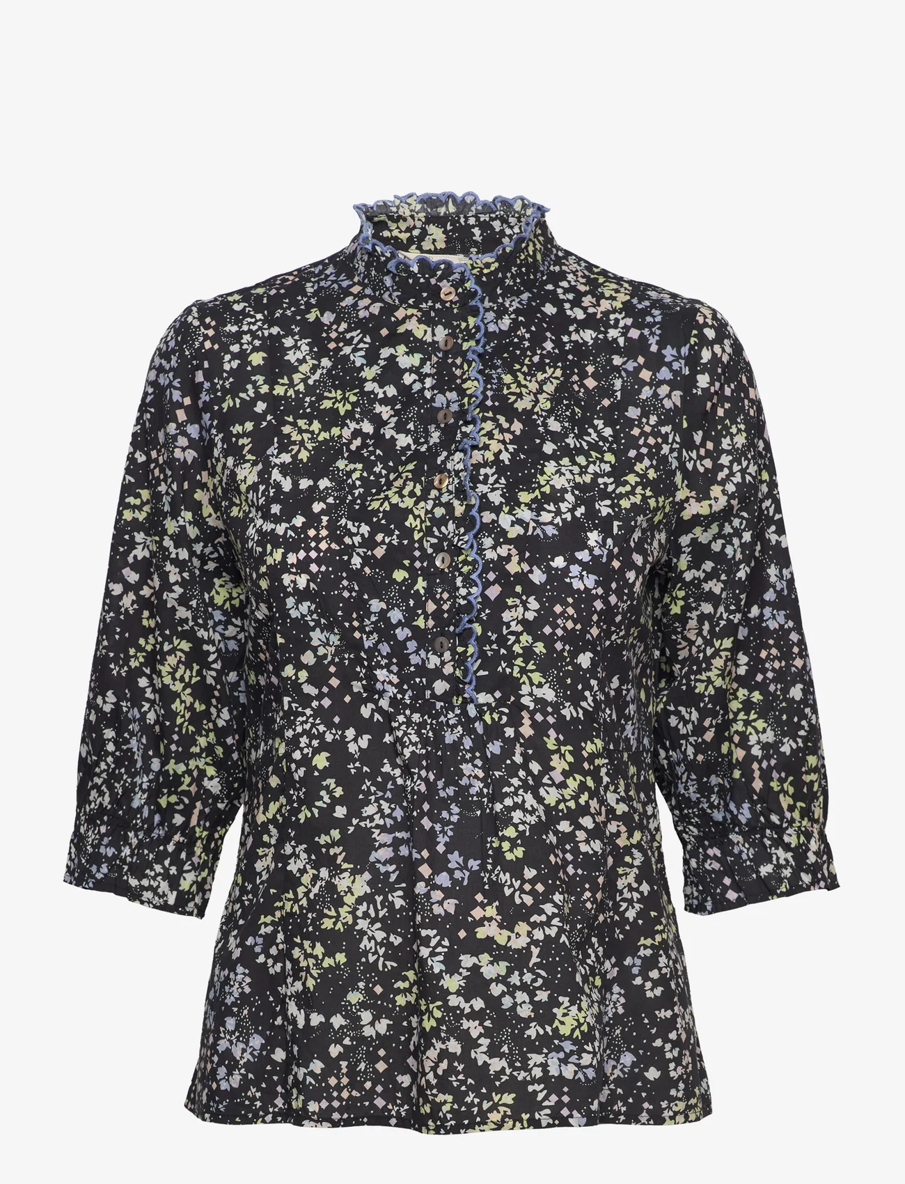 ODD MOLLY - River Blouse - long sleeved blouses - almost black multi - 1