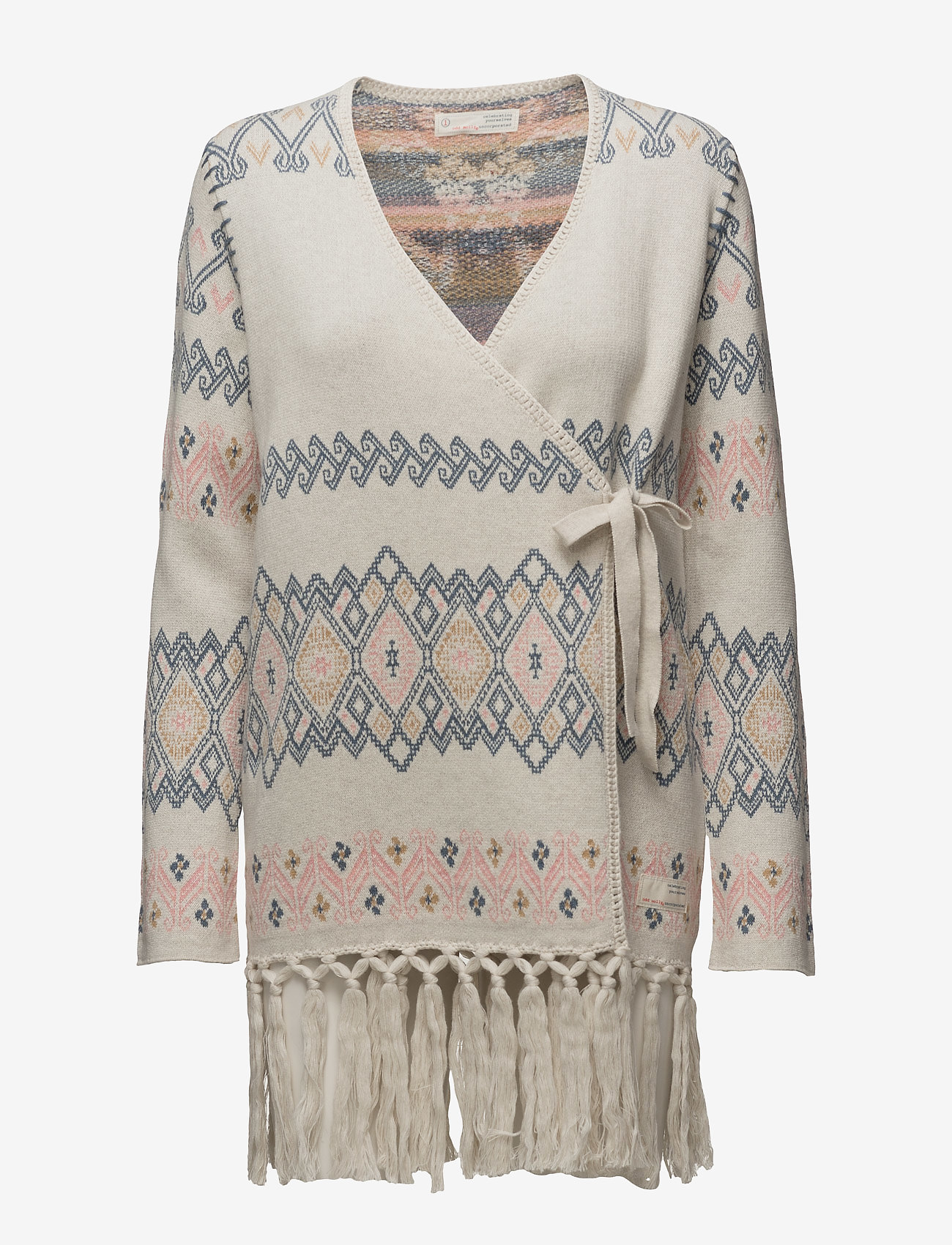 ODD MOLLY - tropical heat wrap cardigan - chalk - 0