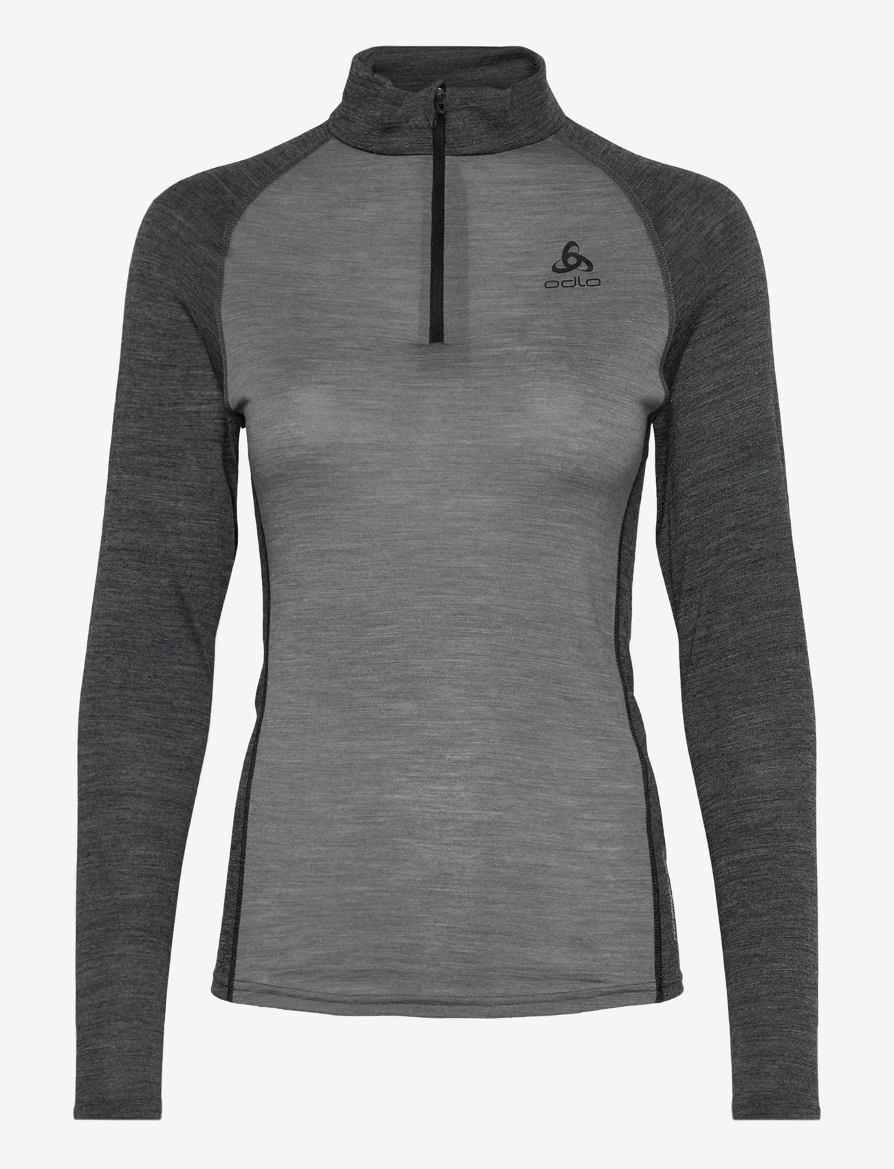 Odlo - ODLO W BL TOP turtle neck l/s half zip NATURAL - underställströjor - grey melange - dark grey melange - 1