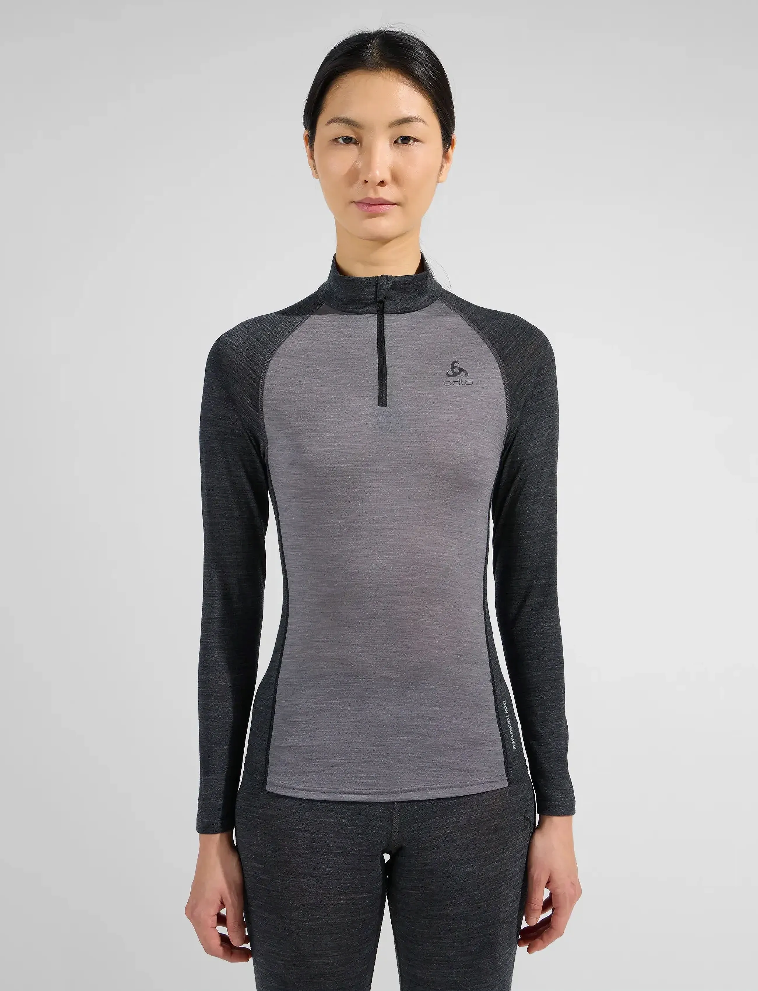Odlo Odlo Natural Performance Pw 150 Bl Top Turtle Neck L/S Half Zip, S, Grey, Sport > Base Layer Overdele, Dame