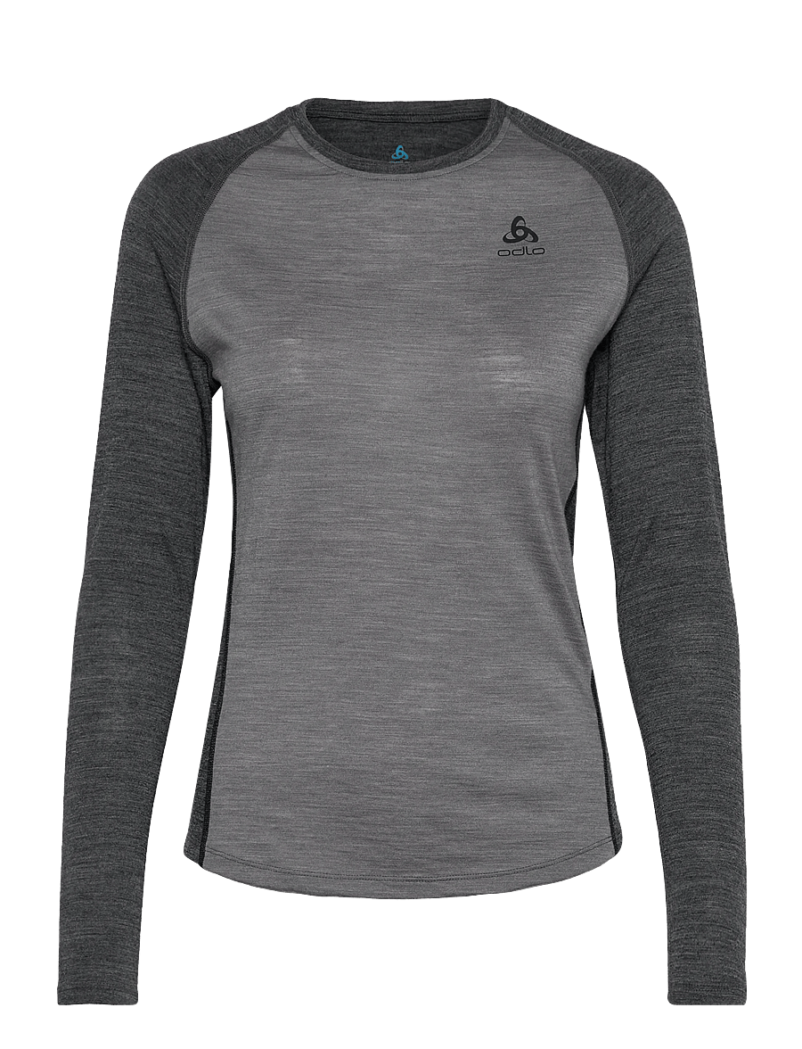 Odlo - Odlo Natural Performance Pw 150 Bl Top Crew Neck L/S - alussärgid ja t-särgid - grey melange - dark grey melange - 1