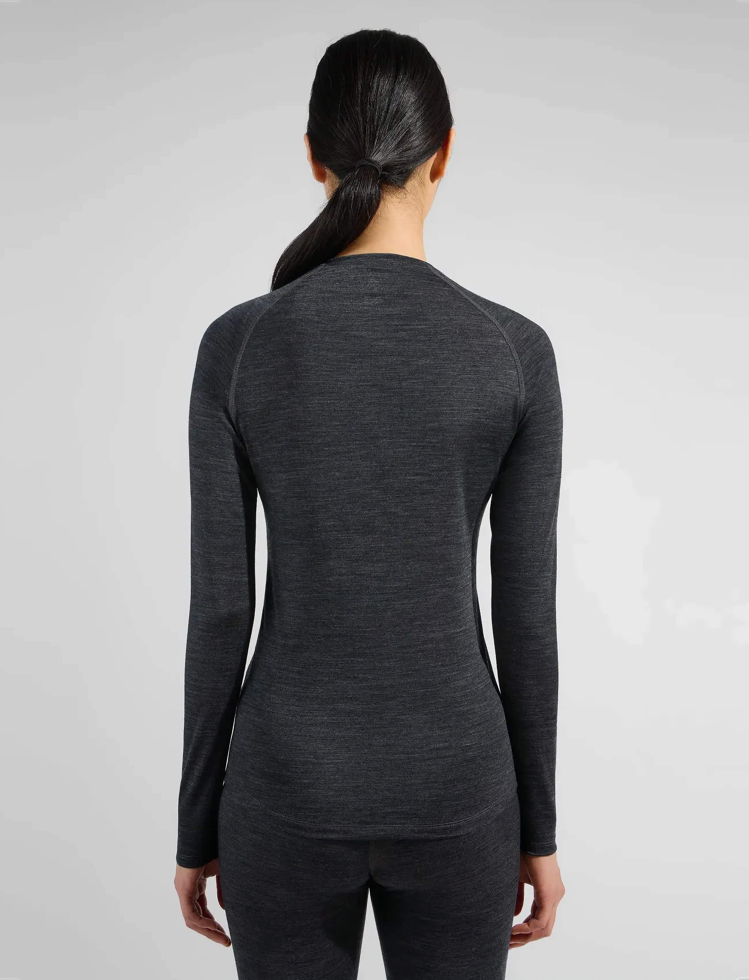 Odlo - Odlo Natural Performance Pw 150 Bl Top Crew Neck L/S - alussärgid ja t-särgid - grey melange - dark grey melange - 3