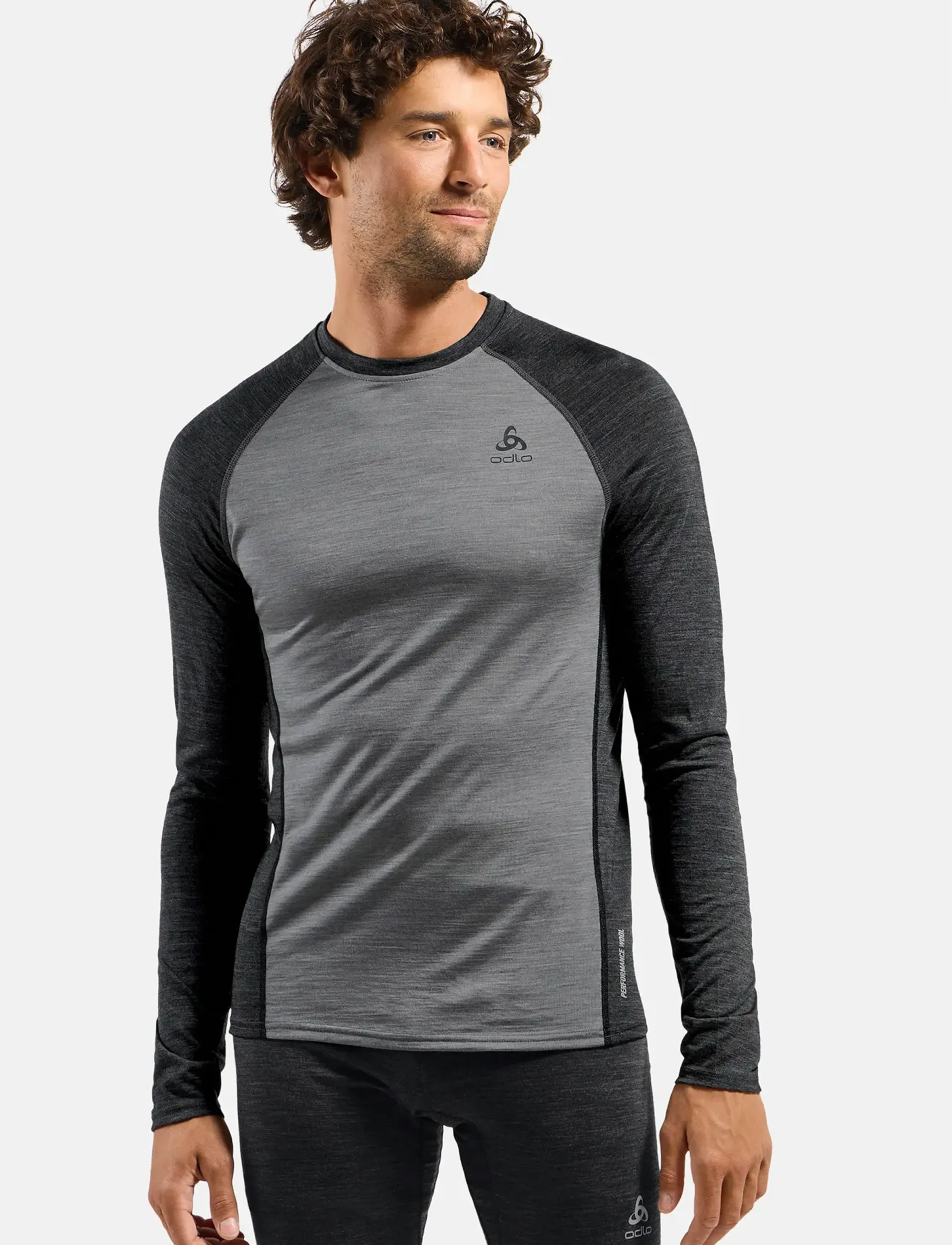 Odlo - Odlo Natural Performance Pw 150 Bl Top Crew Neck L/S - grey melange - dark grey melange - 2