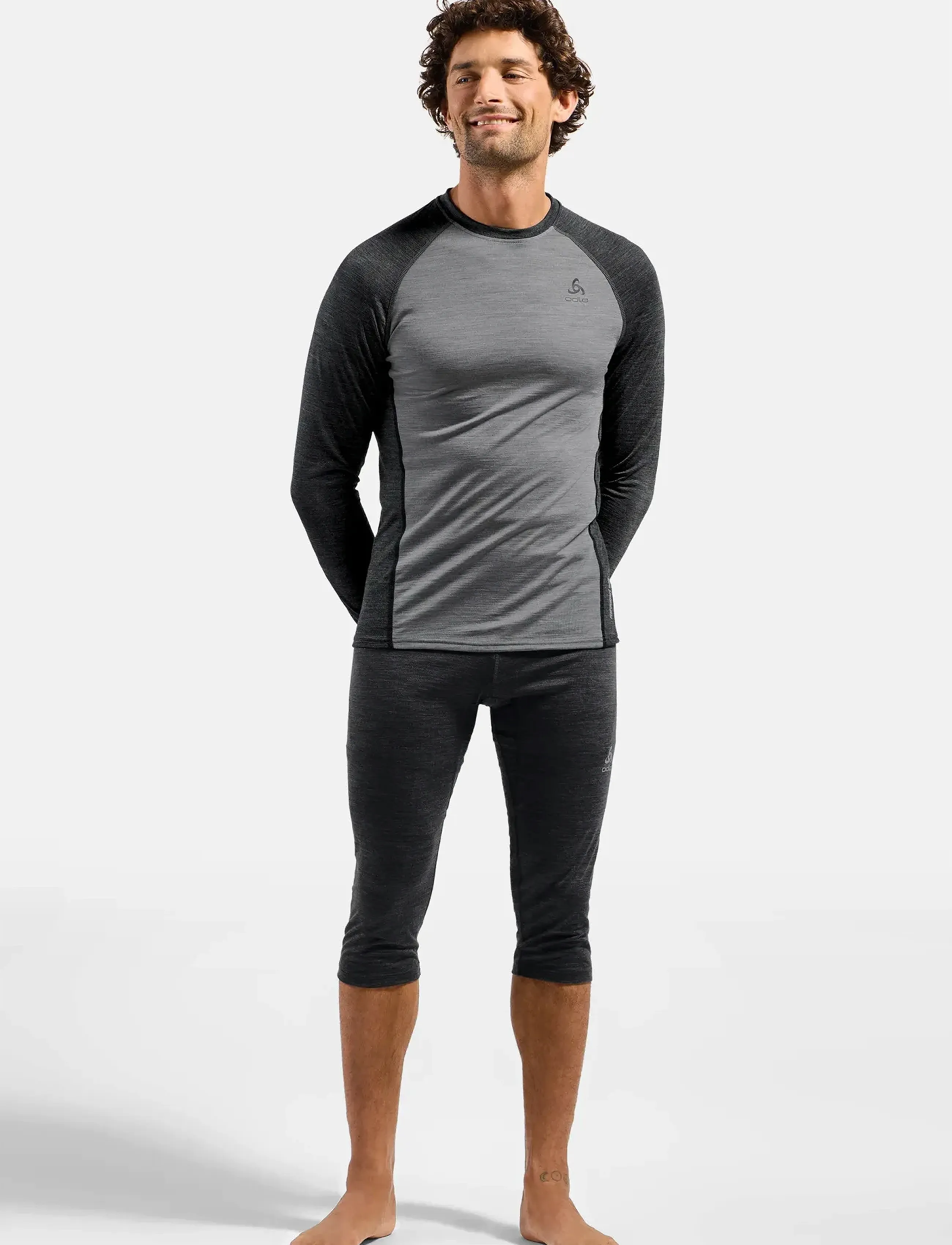 Odlo - Odlo Natural Performance Pw 150 Bl Top Crew Neck L/S - grey melange - dark grey melange - 5