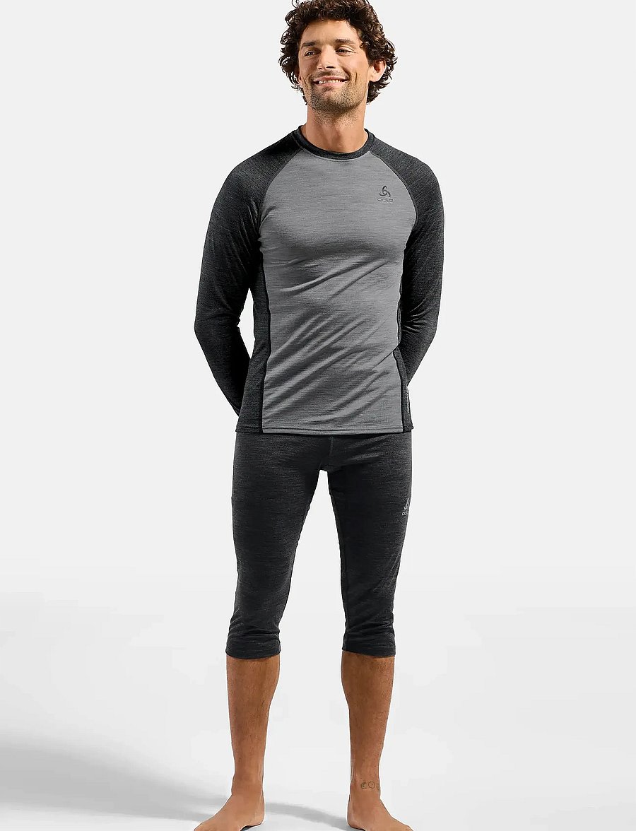 Odlo - Odlo Natural Performance Pw 150 Bl Top Crew Neck L/S - grey melange - dark grey melange - 5