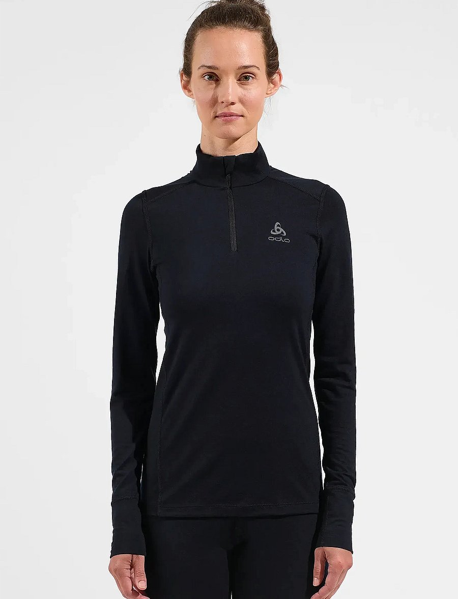 Odlo - Odlo Merino 200 Bl Top Turtle Neck L/S Half Zip - black - 0